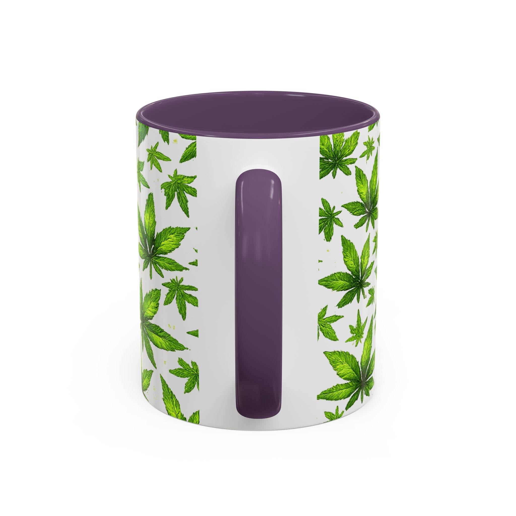 Cannabis Leaf Pattern Accent Coffee Mug – 11/15oz Ceramic