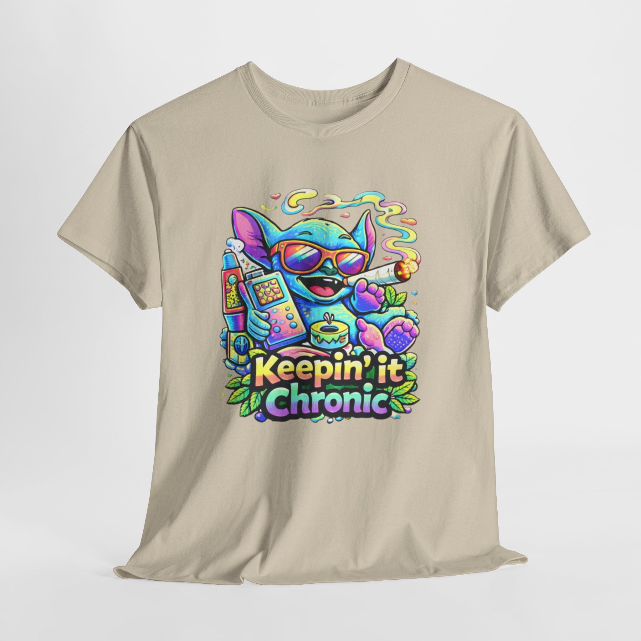 Keepin' It Chronic T-Shirt — Colorful Stoner Cat Graphic Tee
