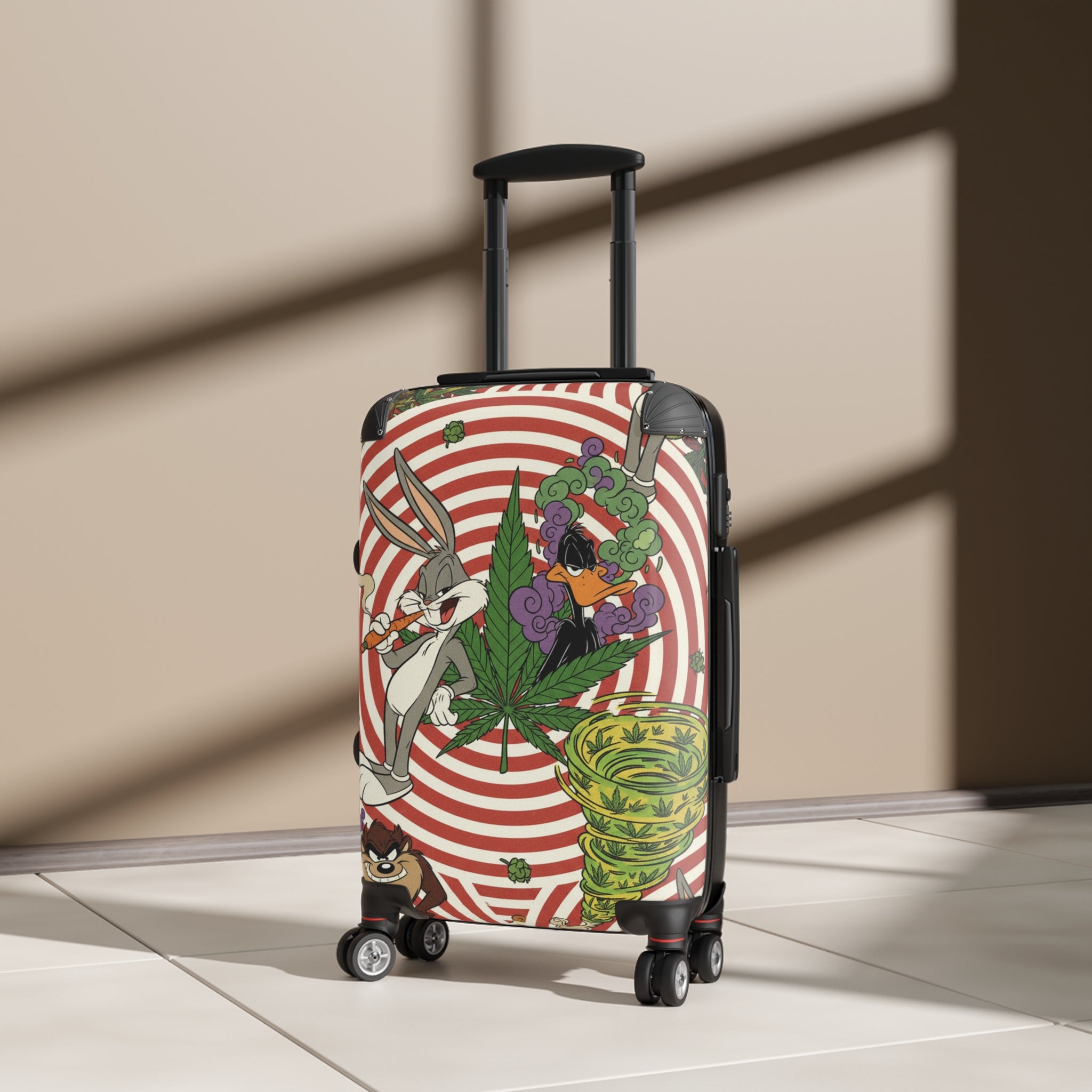 Cannabis Cartoon Suitcase – Retro Bugs Bunny & Daffy Luggage