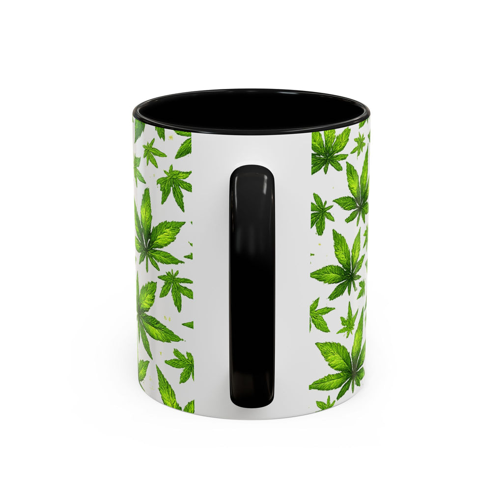 Cannabis Leaf Pattern Accent Coffee Mug – 11/15oz Ceramic