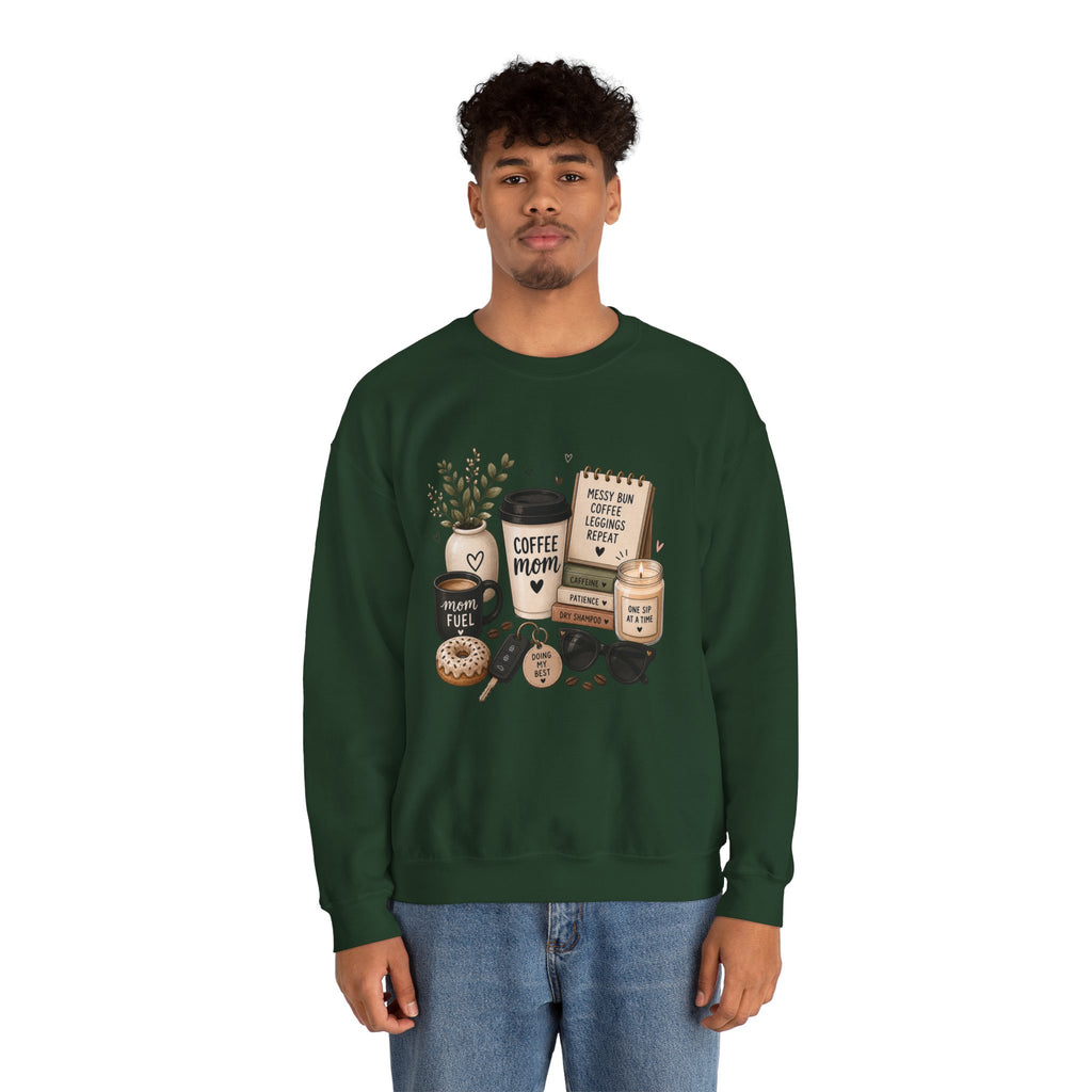 Coffee Mom Crewneck Sweatshirt — Cozy Morning Coffee Lover Graphic
