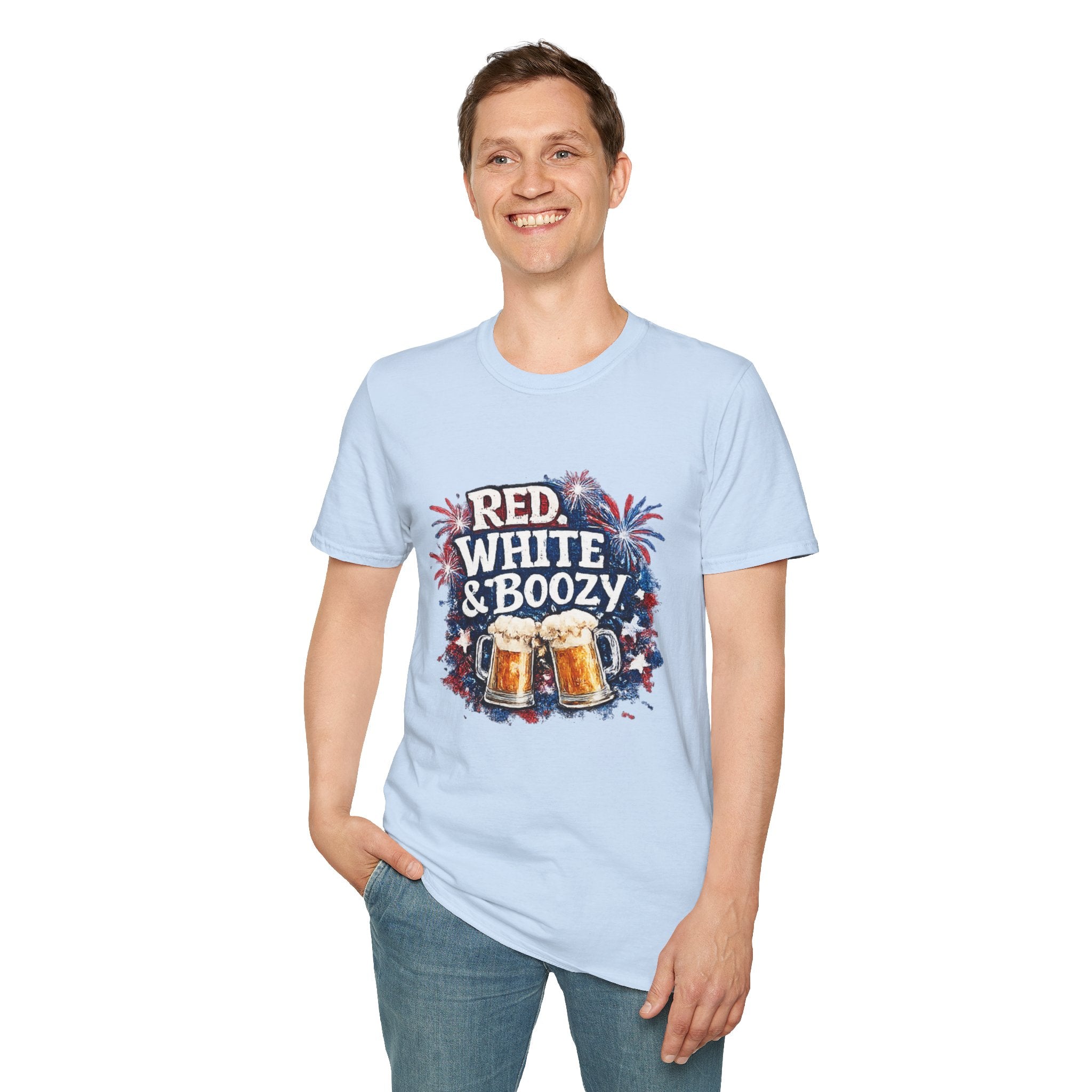 Red, White & Boozy Beer T-Shirt — Patriotic 4th of July Party Tee