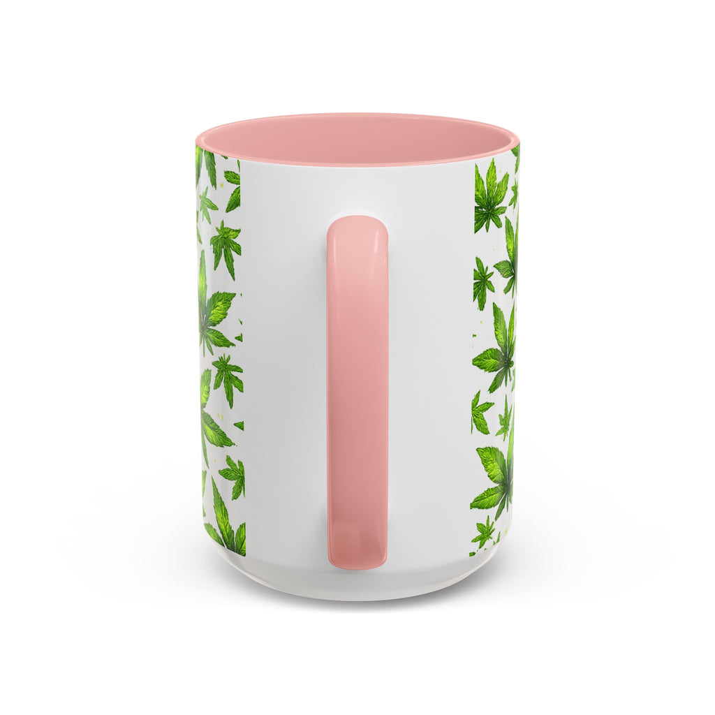 Cannabis Leaf Pattern Accent Coffee Mug – 11/15oz Ceramic