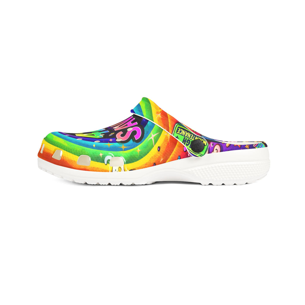 420 Savage Rainbow EVA Foam Clogs — Colorful Weed Graphic Slip-On Shoes