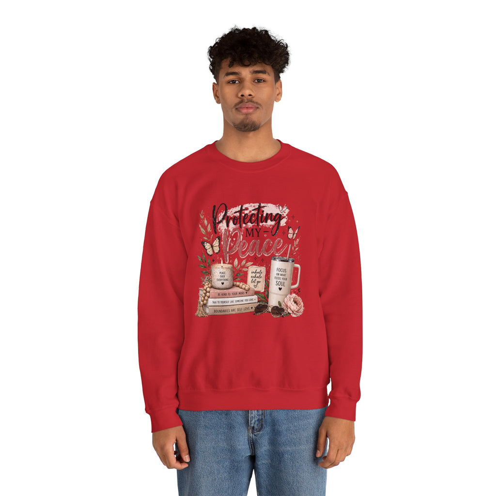 Crewneck Sweatshirt – "Protecting My Peace" Cozy Floral Graphic