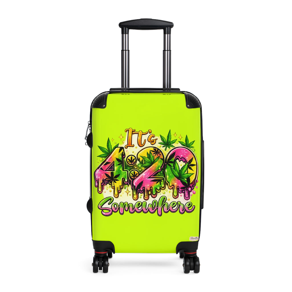 Suitcase — "It's 420 Somewhere" Travel Carry-On with Colorful Cannabis Design