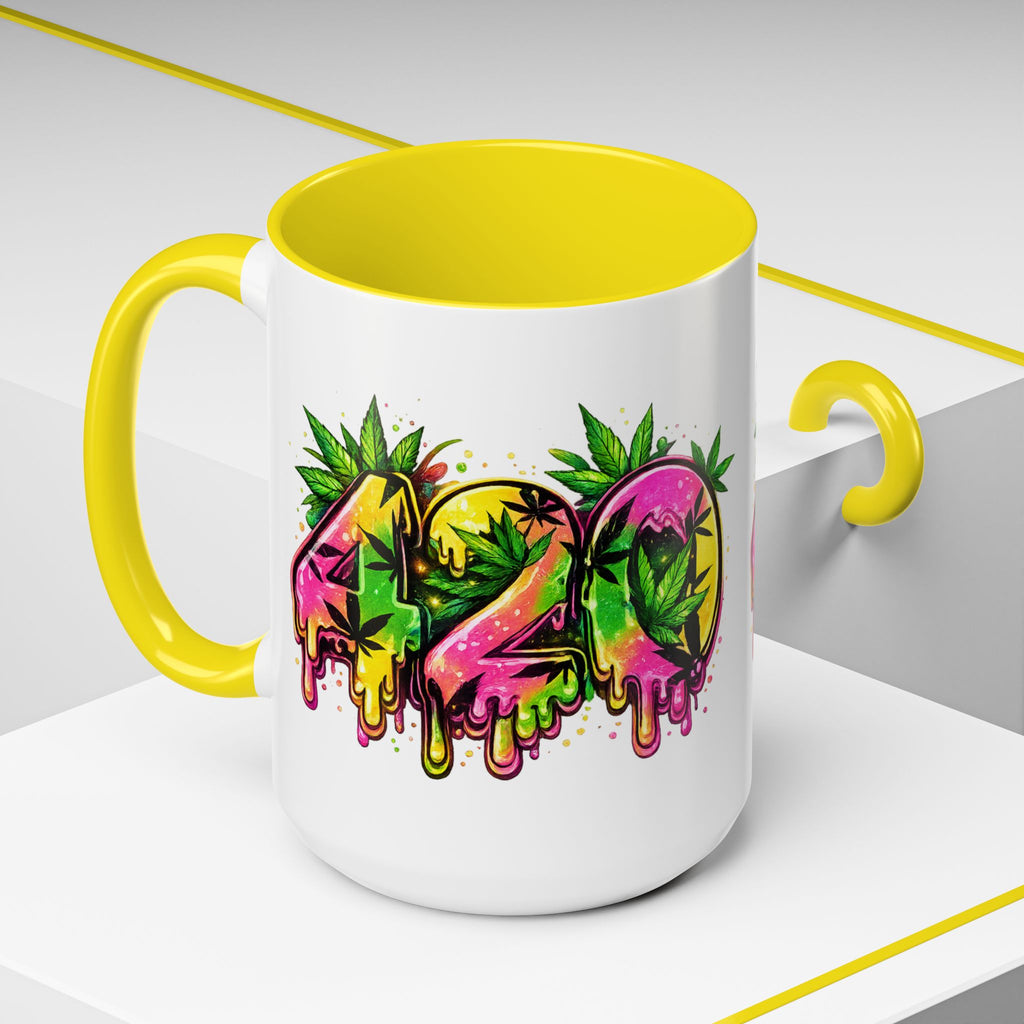 420 Drip Coffee Mug — Colorful Cannabis Stoner Art Accent Mug (11/15oz)