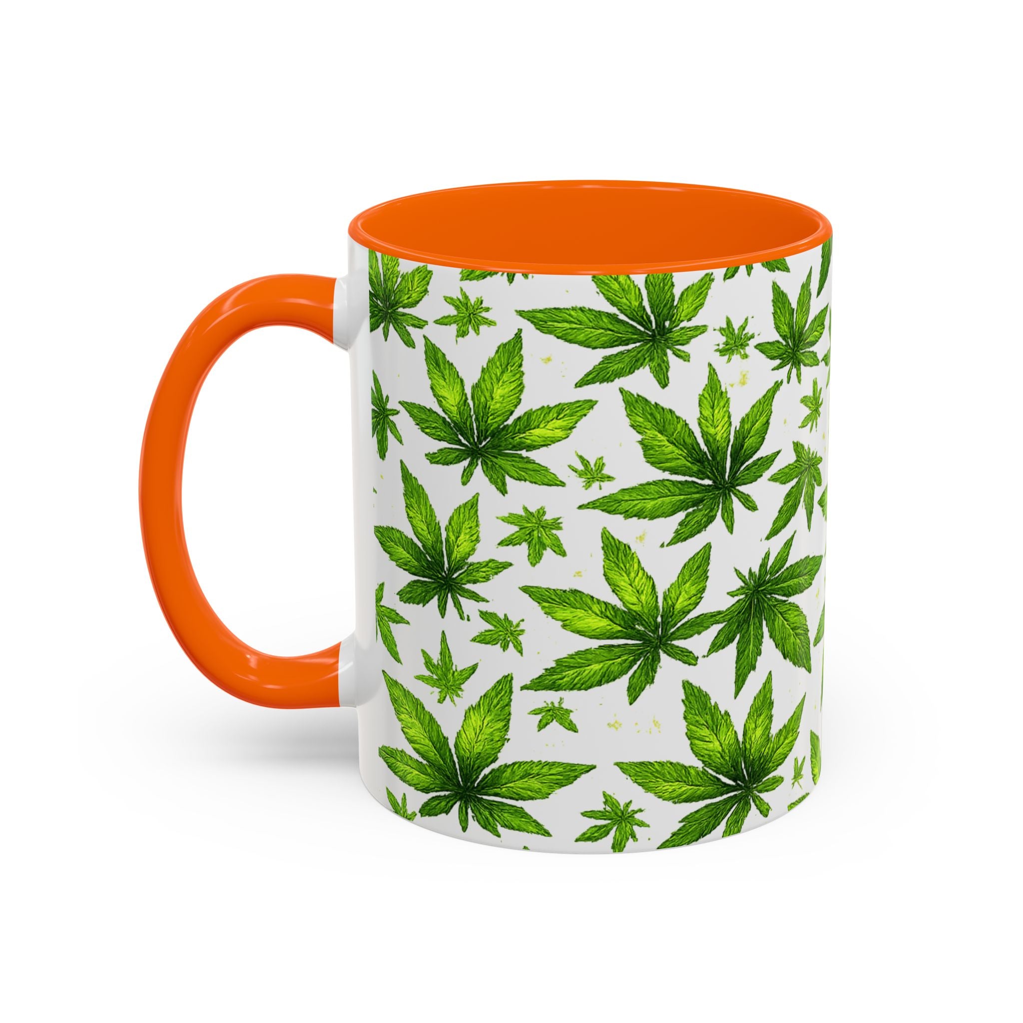 Cannabis Leaf Pattern Accent Coffee Mug – 11/15oz Ceramic