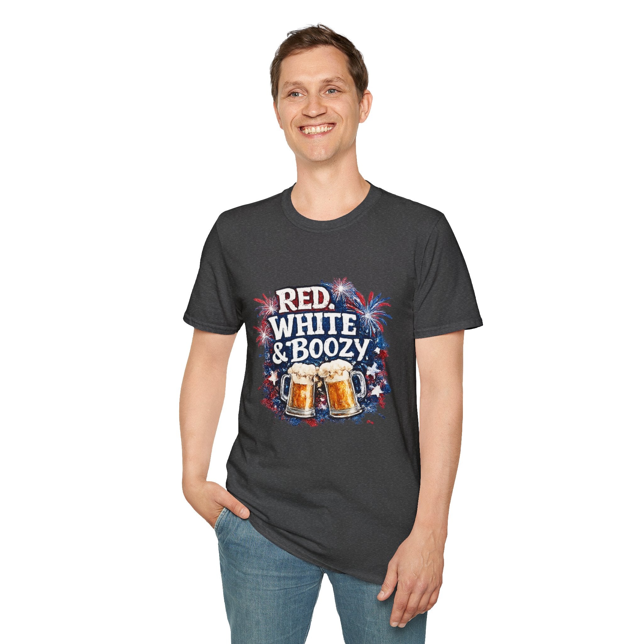 Red, White & Boozy Beer T-Shirt — Patriotic 4th of July Party Tee
