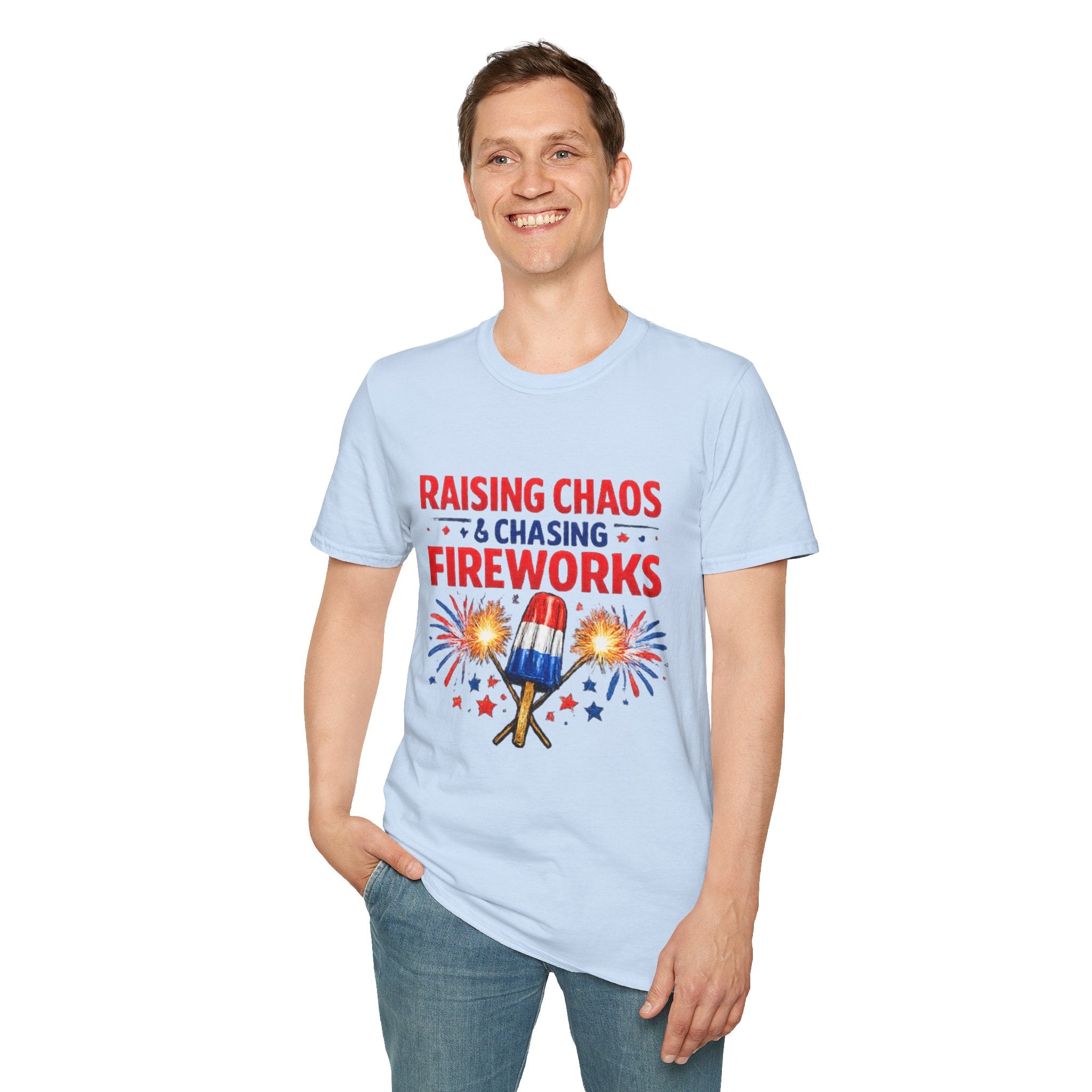Patriotic 'Raising Chaos & Chasing Fireworks' T-Shirt