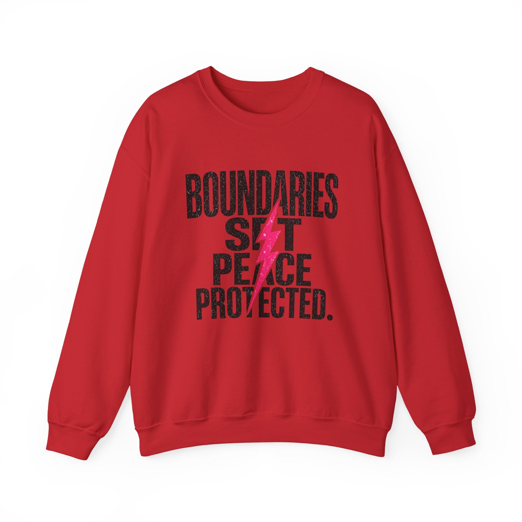 Crewneck Sweatshirt "Boundaries Set. Peace Protected." – Empowerment Graphic Pullover