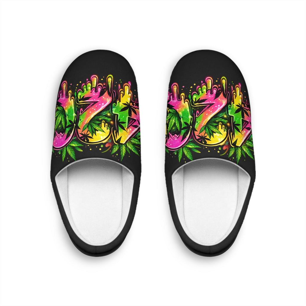 Women's Slippers — Colorful Graffiti Leaf Indoor Slides
