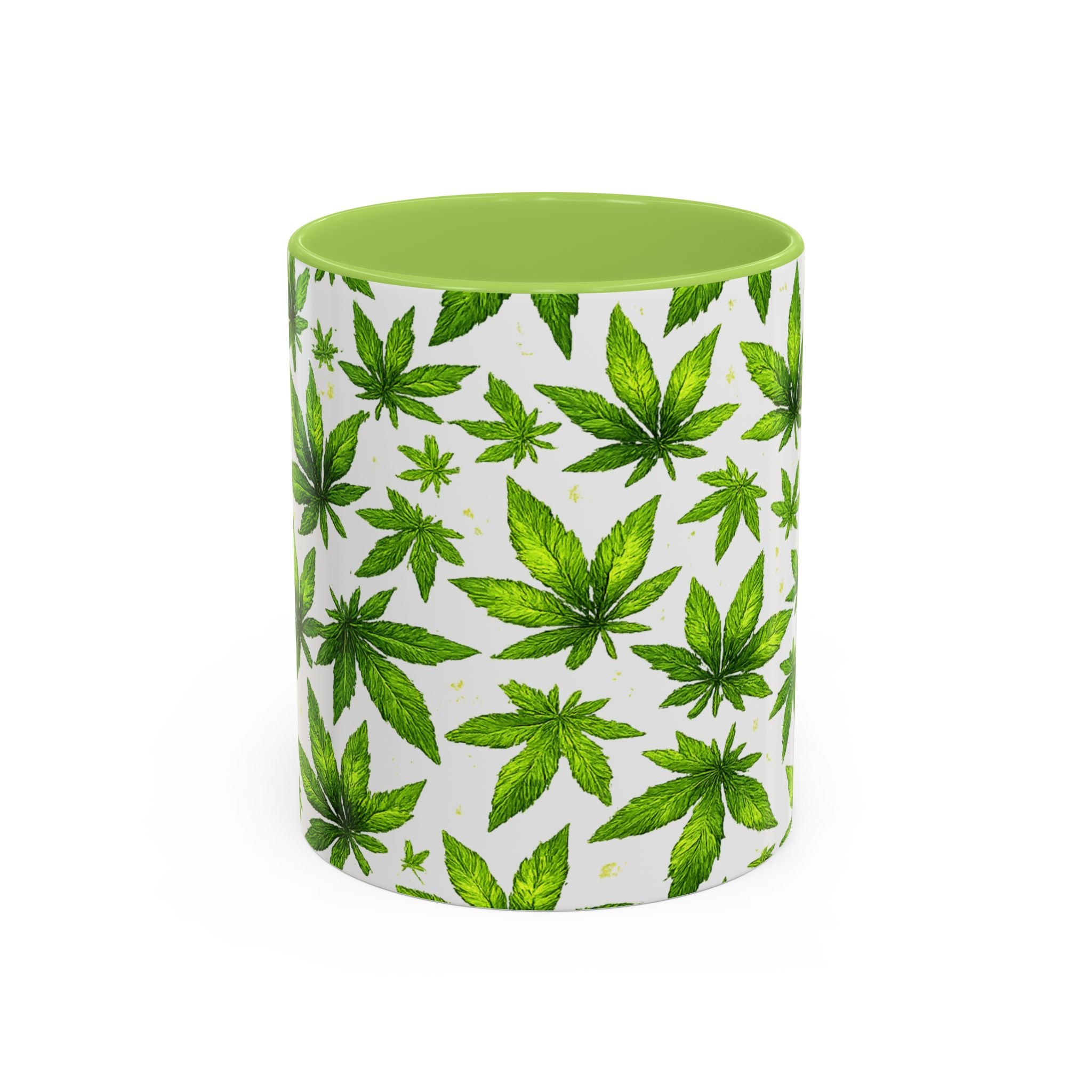 Cannabis Leaf Pattern Accent Coffee Mug – 11/15oz Ceramic