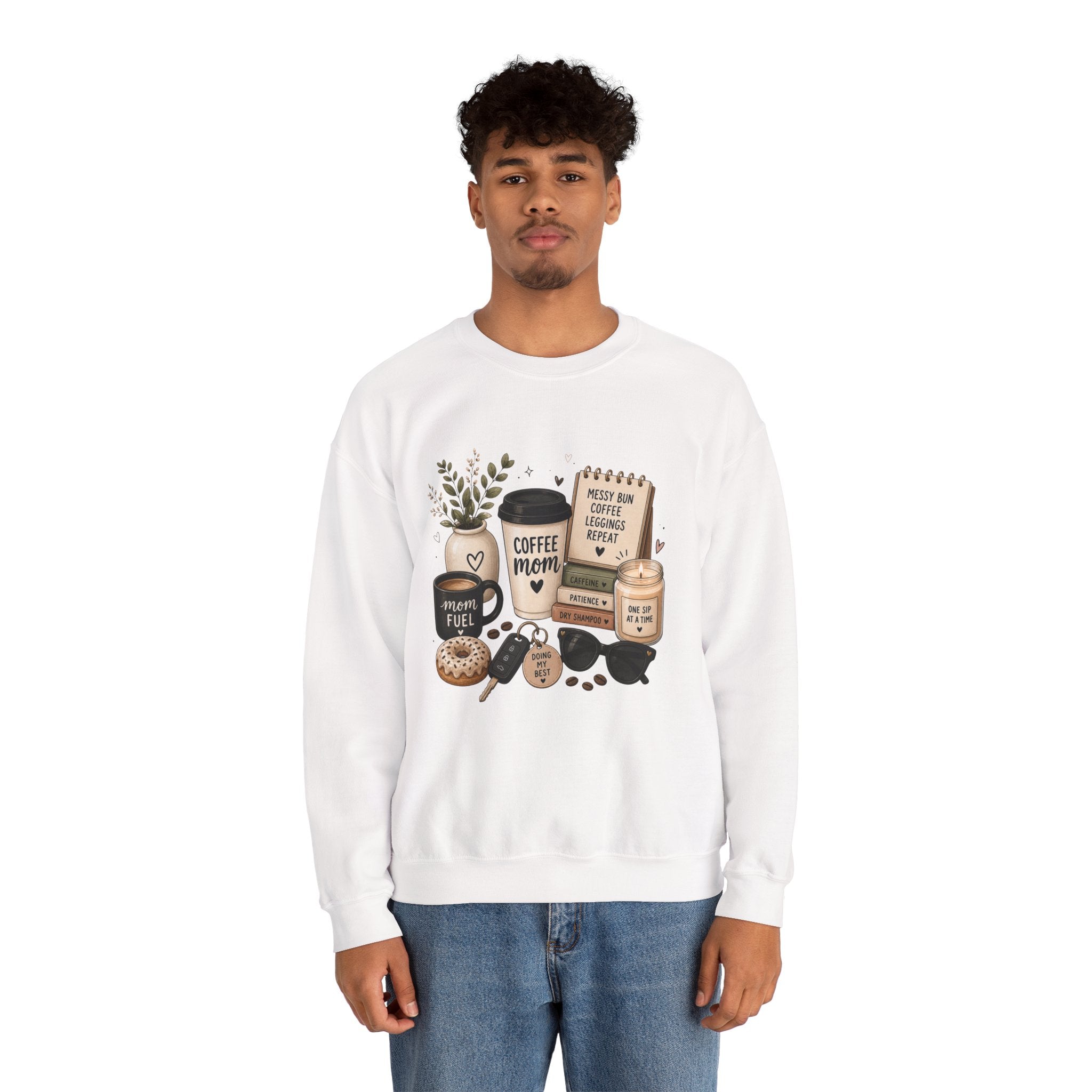Coffee Mom Crewneck Sweatshirt — Cozy Morning Coffee Lover Graphic