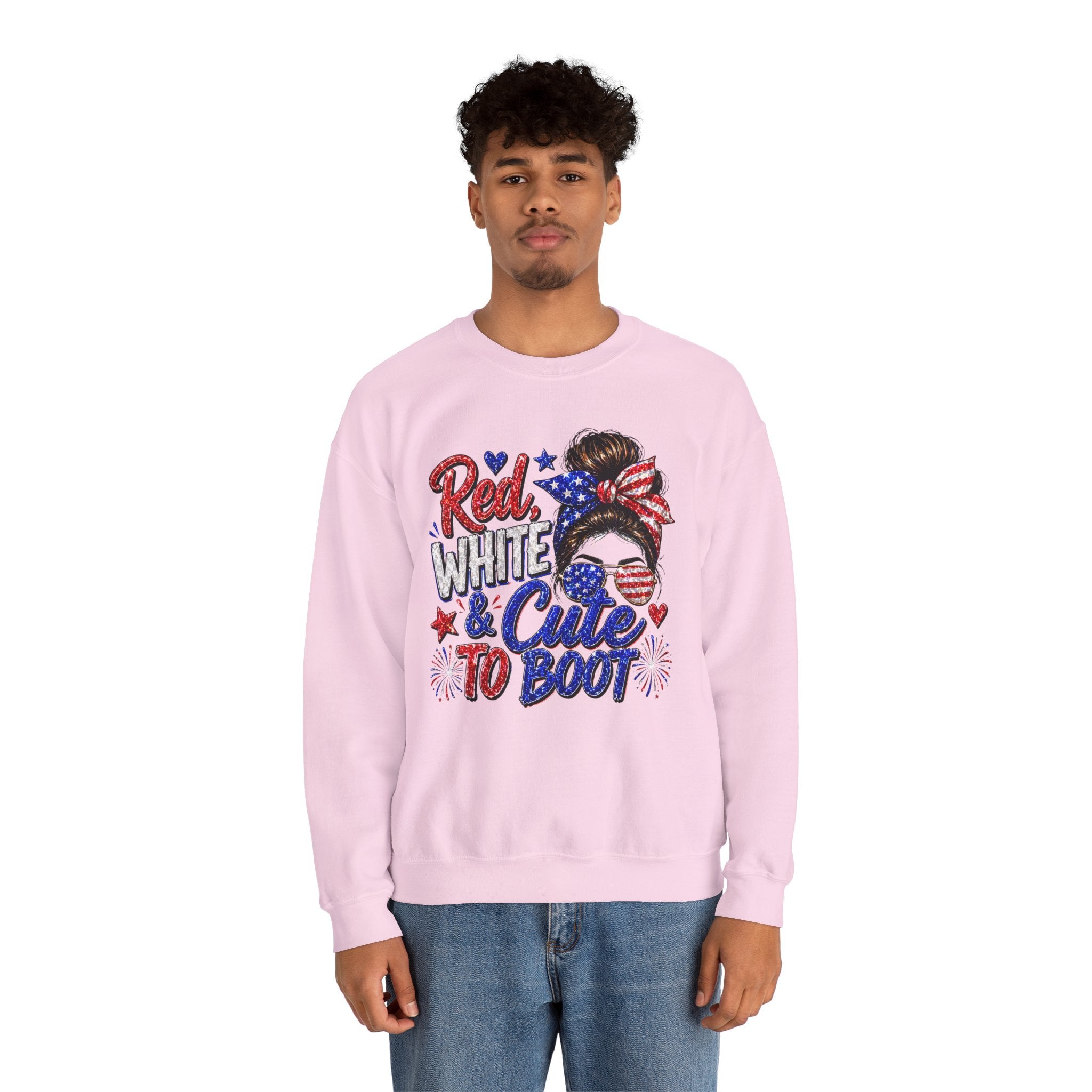 Crewneck Sweatshirt - "Red, White & Cute to Boot" Patriotic Women’s Graphic