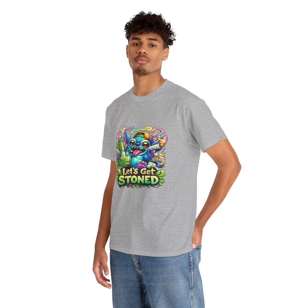 Let's Get Stoned T-Shirt — Colorful Trippy Alien Cannabis Tee