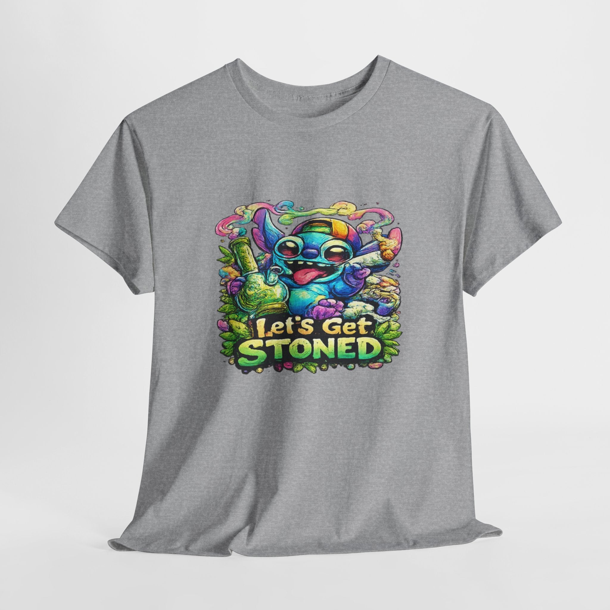 Let's Get Stoned T-Shirt — Colorful Trippy Alien Cannabis Tee
