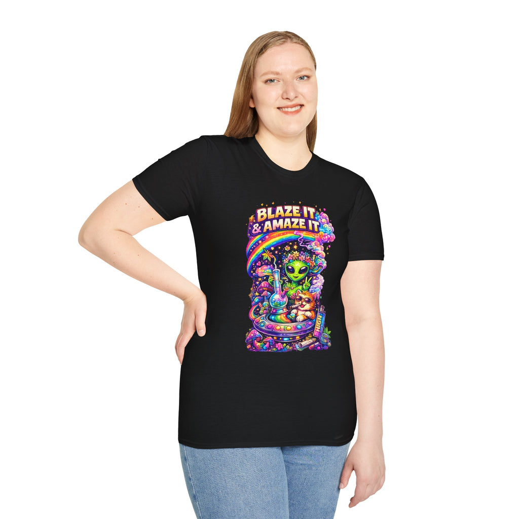 Alien Rainbow Tee - "Blaze It & Amaze It" Psychedelic Graphic T-Shirt
