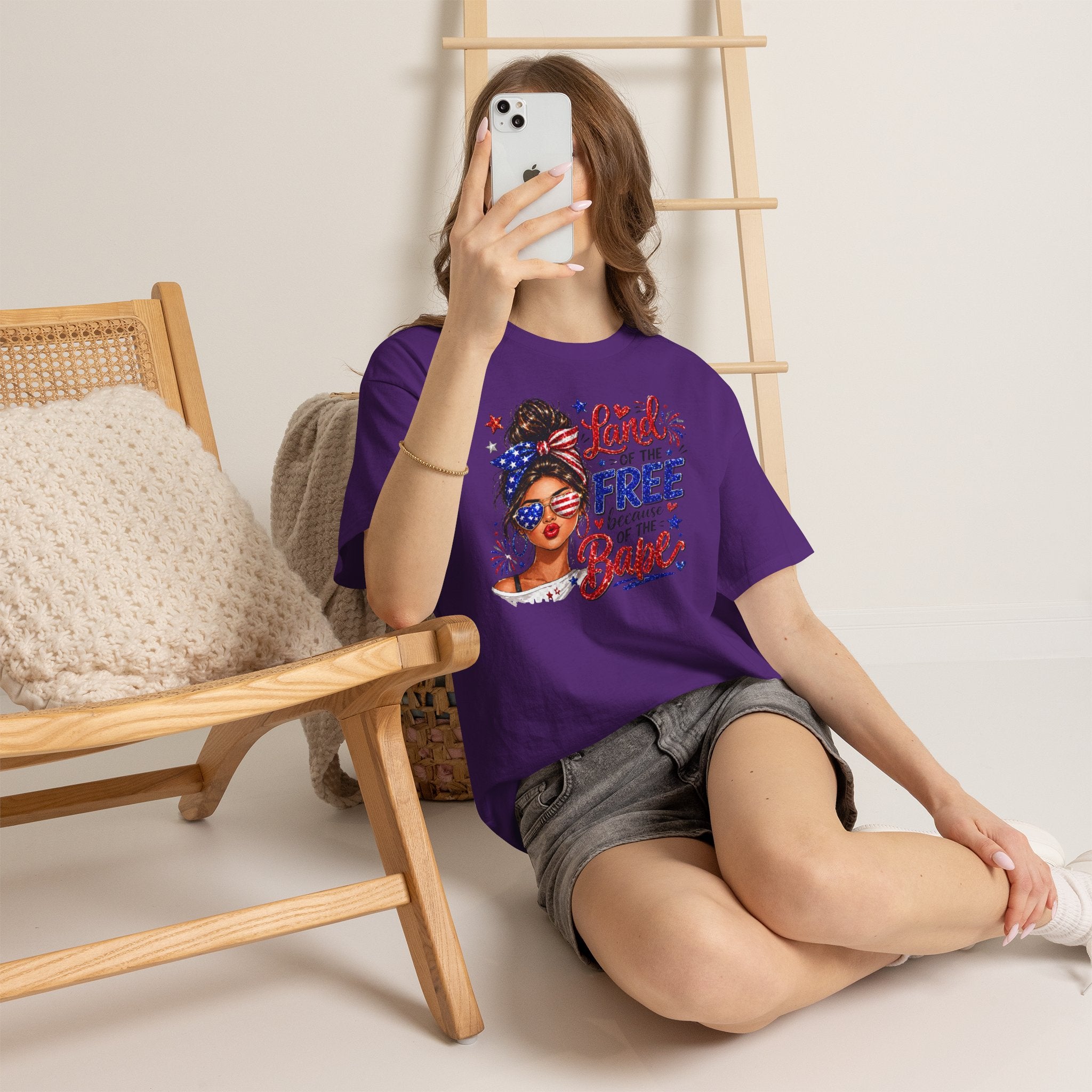 Patriotic Babe T-Shirt — “Land of the Free Because of the Babe” 4th of July Tee