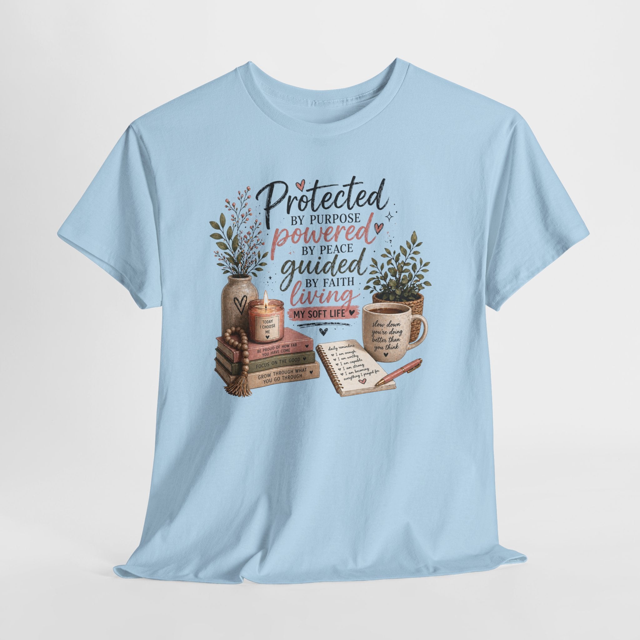 Christian Faith T-Shirt — “Protected, Powered, Guided” Inspirational Tee