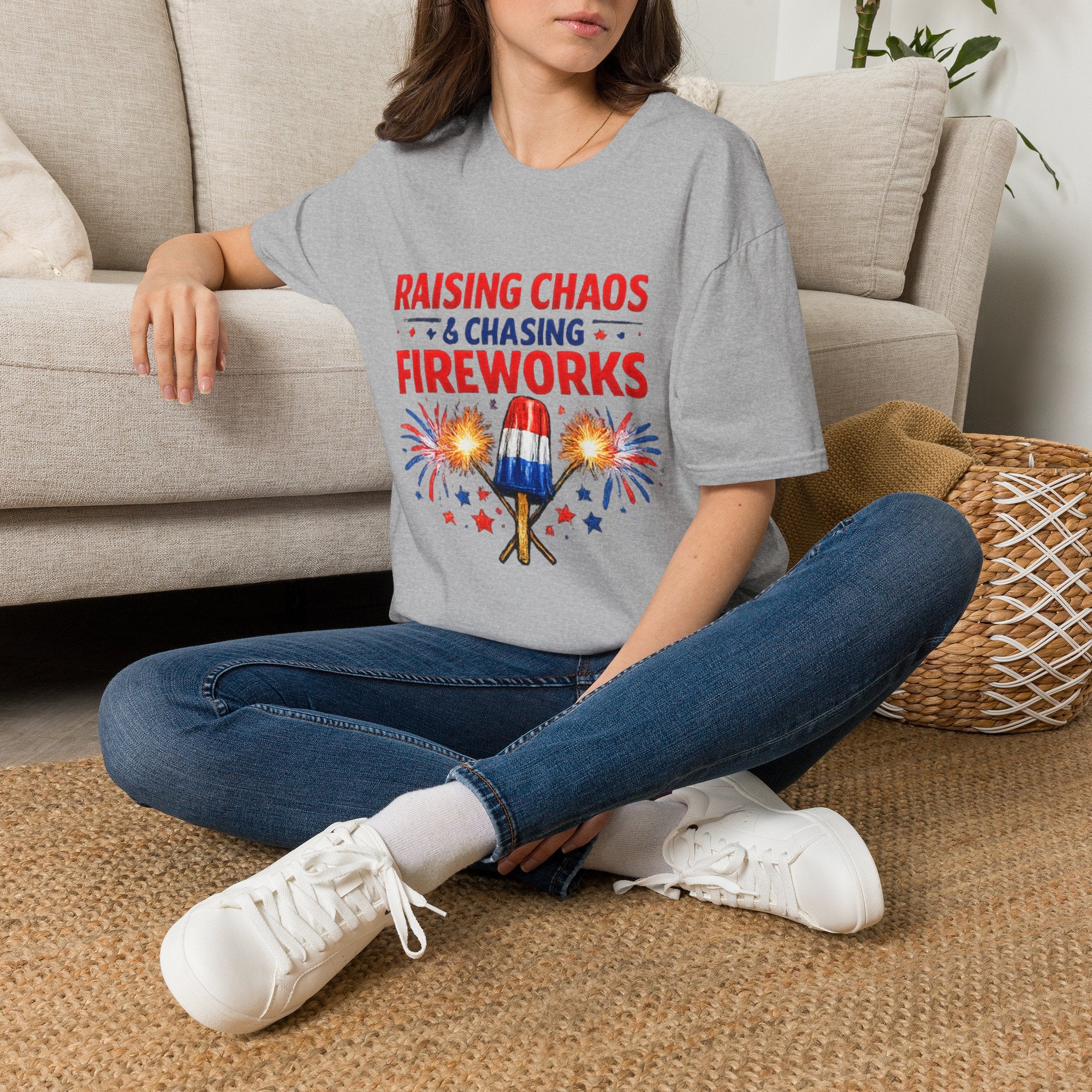 Patriotic 'Raising Chaos & Chasing Fireworks' T-Shirt