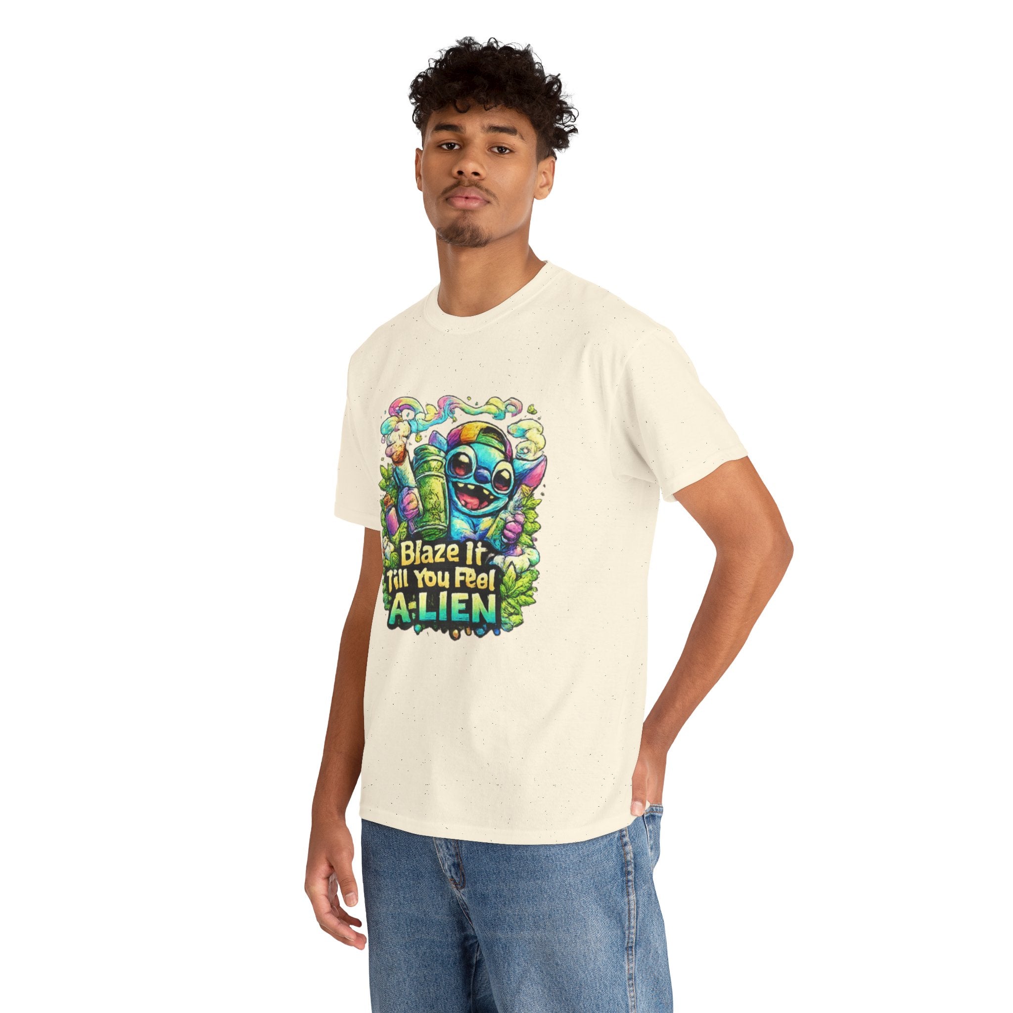 Alien Mushroom Graphic Tee - "Blaze It Till You’re A-LIEN" Psychedelic Cartoon Shirt