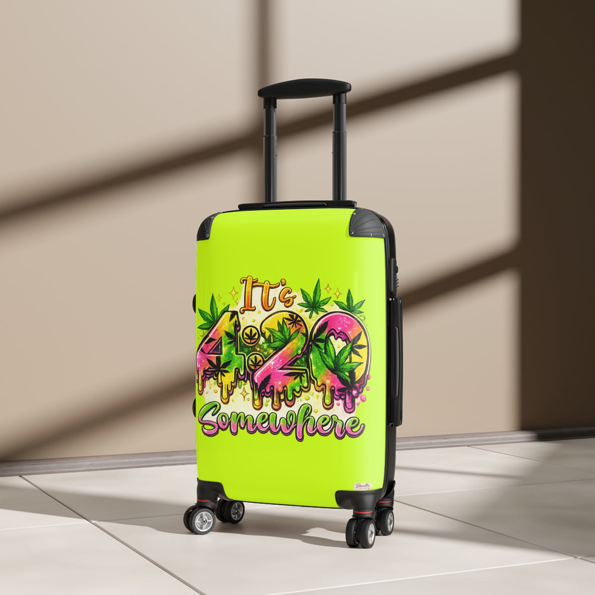 Suitcase — "It's 420 Somewhere" Travel Carry-On with Colorful Cannabis Design