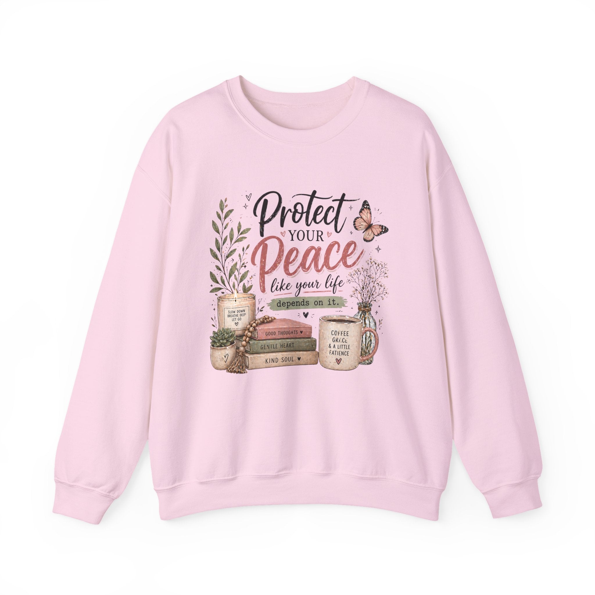 Protect Your Peace Crewneck Sweatshirt – Cozy Inspirational Quote Design