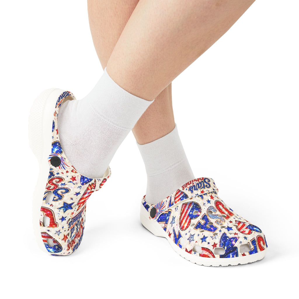 Patriotic USA EVA Foam Clogs – Stars, Stripes & Good Times Slip-Ons