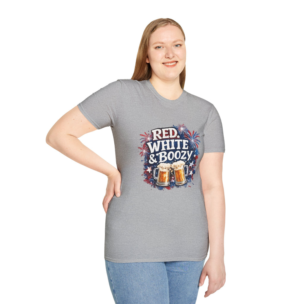 Red, White & Boozy Beer T-Shirt — Patriotic 4th of July Party Tee
