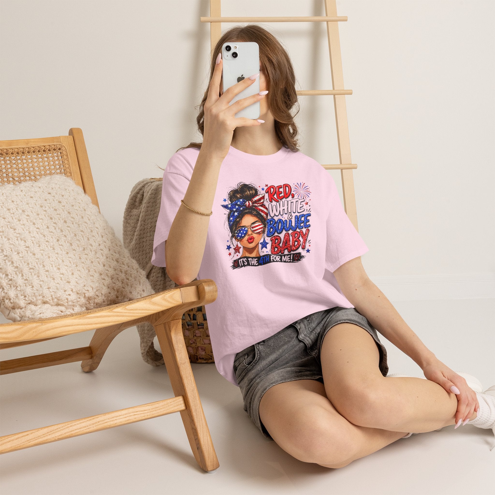 Patriotic 'Red White Boujee Baby' Tee – 4th of July Women's Graphic Shirt