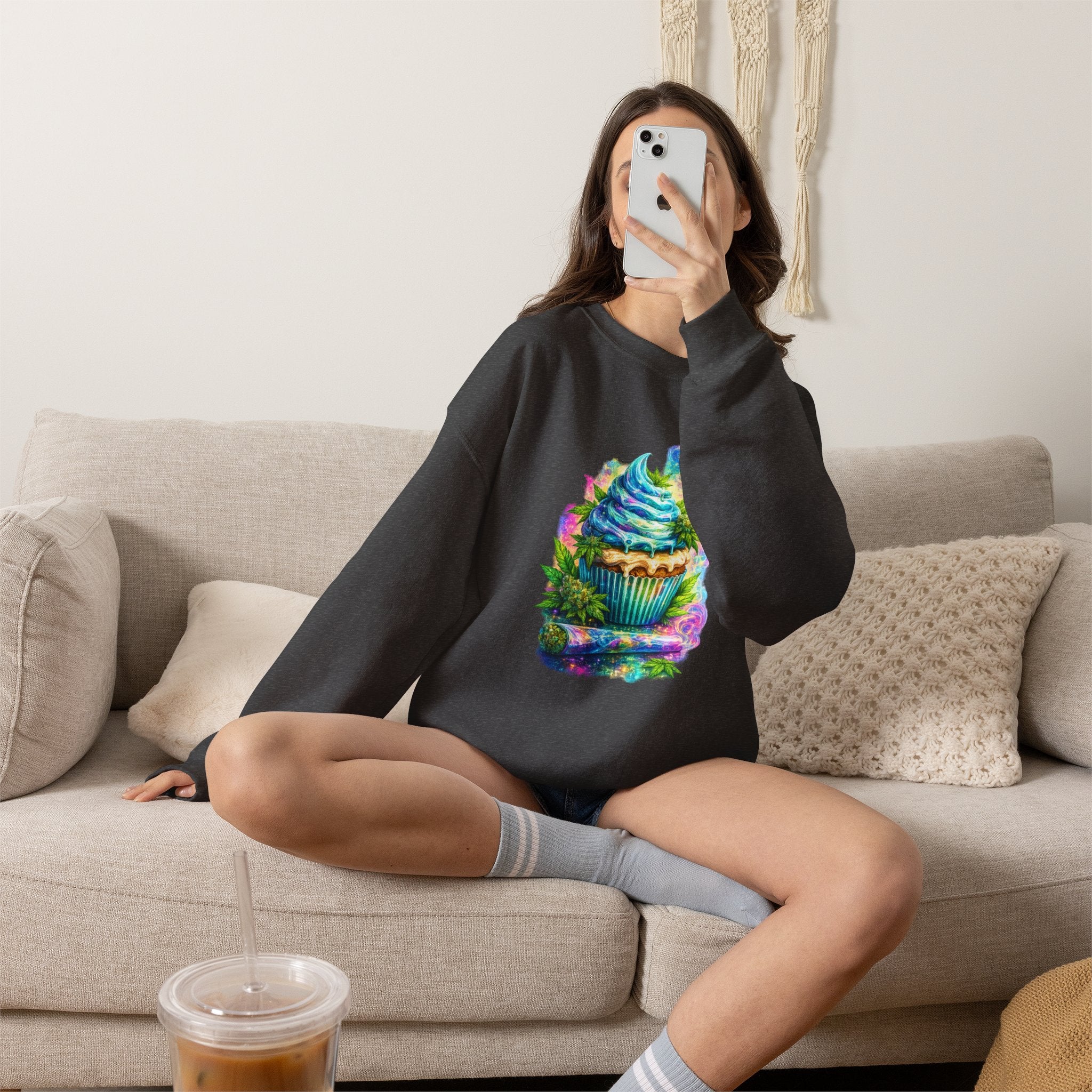 Cupcake Fantasy Sweatshirt – Colorful Psychedelic Bakery Art Crewneck