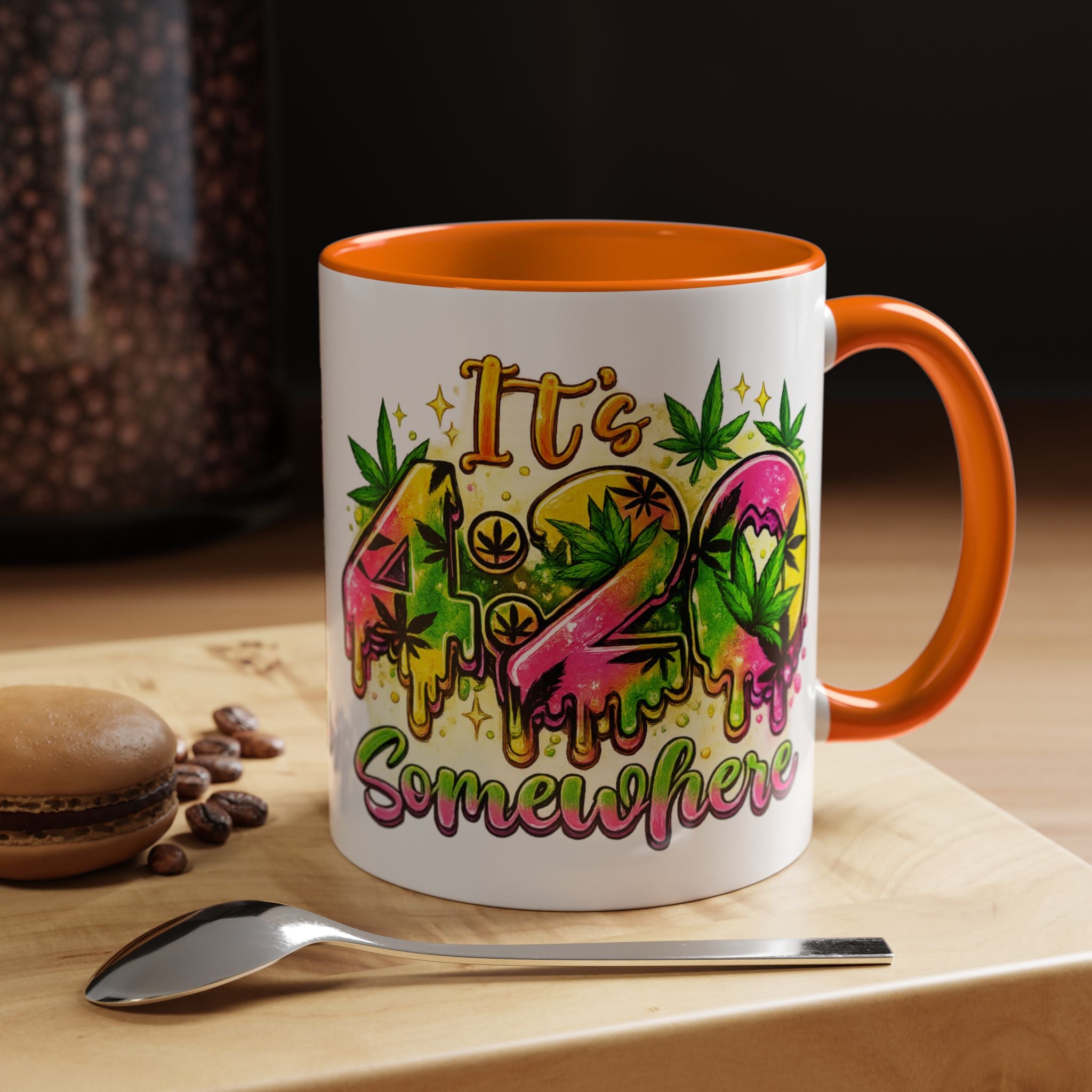 420 Coffee Mug — "It's 420 Somewhere" Accent Tea Cup, Weed-Themed Stoner Gift