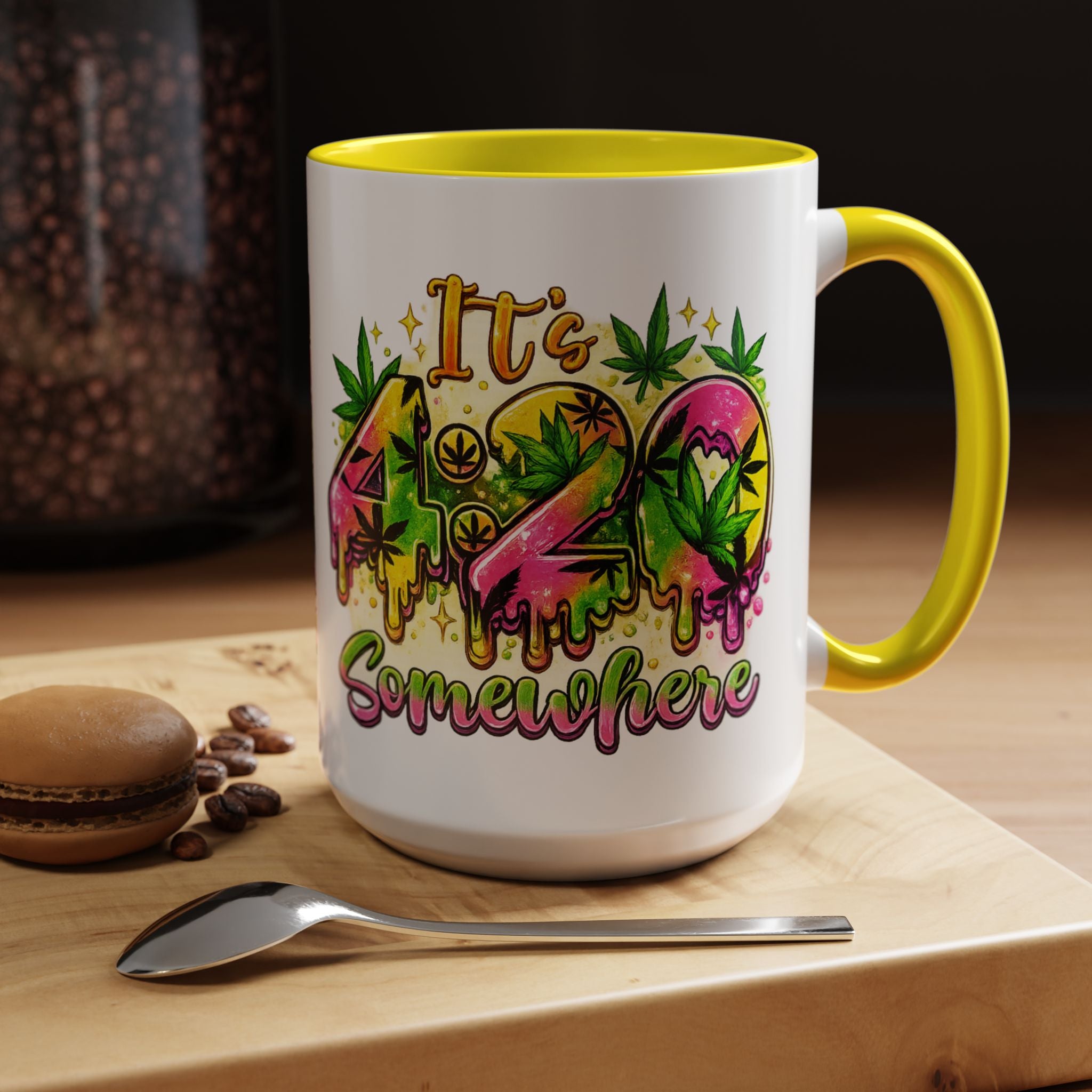 420 Coffee Mug — "It's 420 Somewhere" Accent Tea Cup, Weed-Themed Stoner Gift