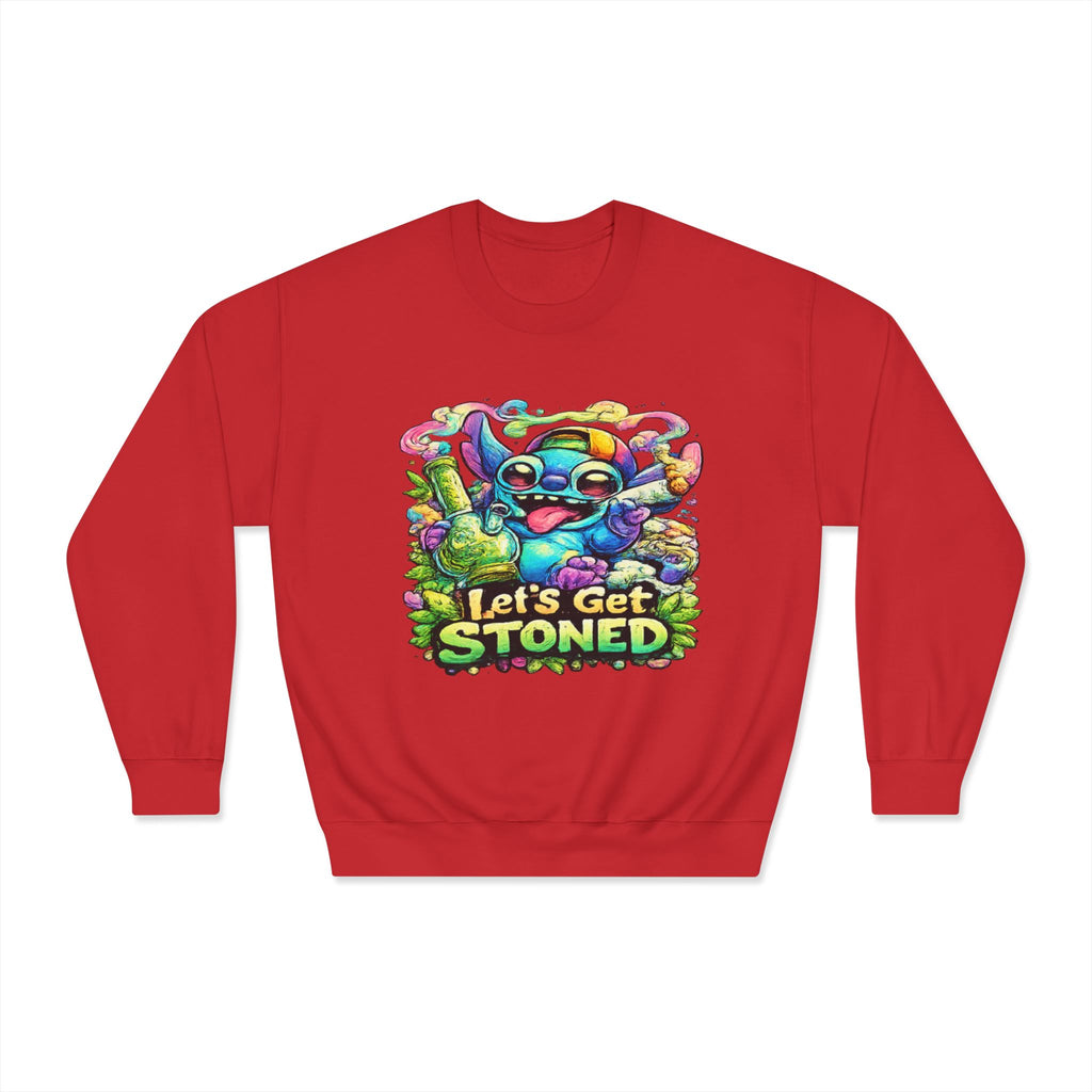 Let's Get Stoned Crewneck Sweatshirt – Colorful Psychedelic Alien Graphic