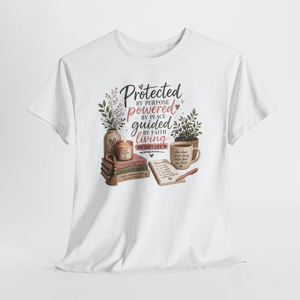 Christian Faith T-Shirt — “Protected, Powered, Guided” Inspirational Tee