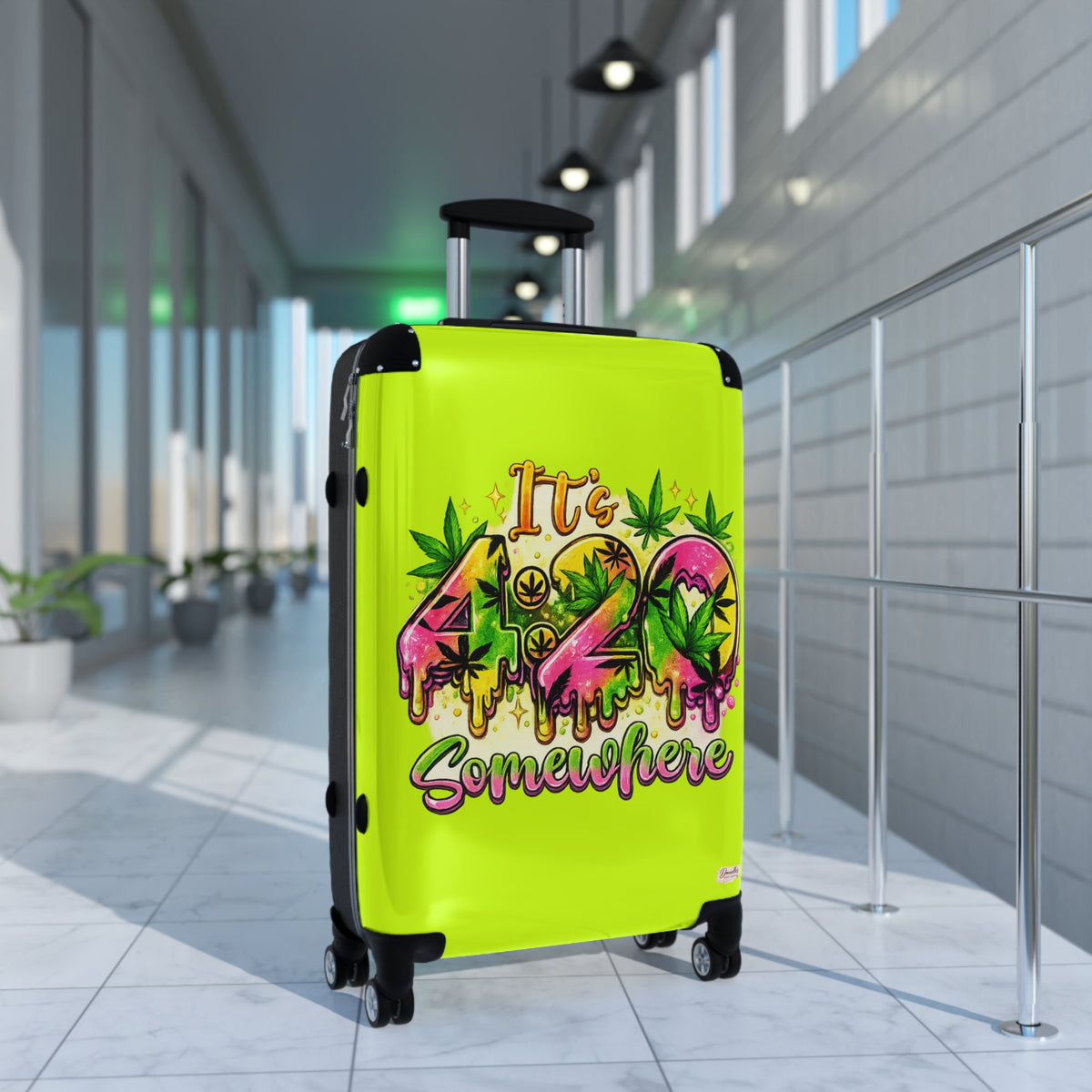 Suitcase — "It's 420 Somewhere" Travel Carry-On with Colorful Cannabis Design