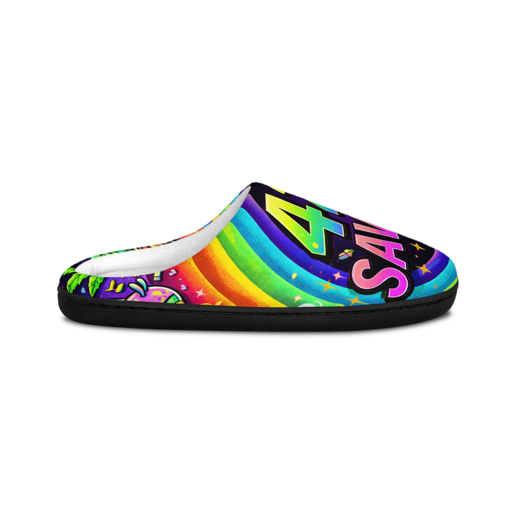 420 Savage Rainbow Indoor Slippers – Colorful Cannabis Pride House Shoes