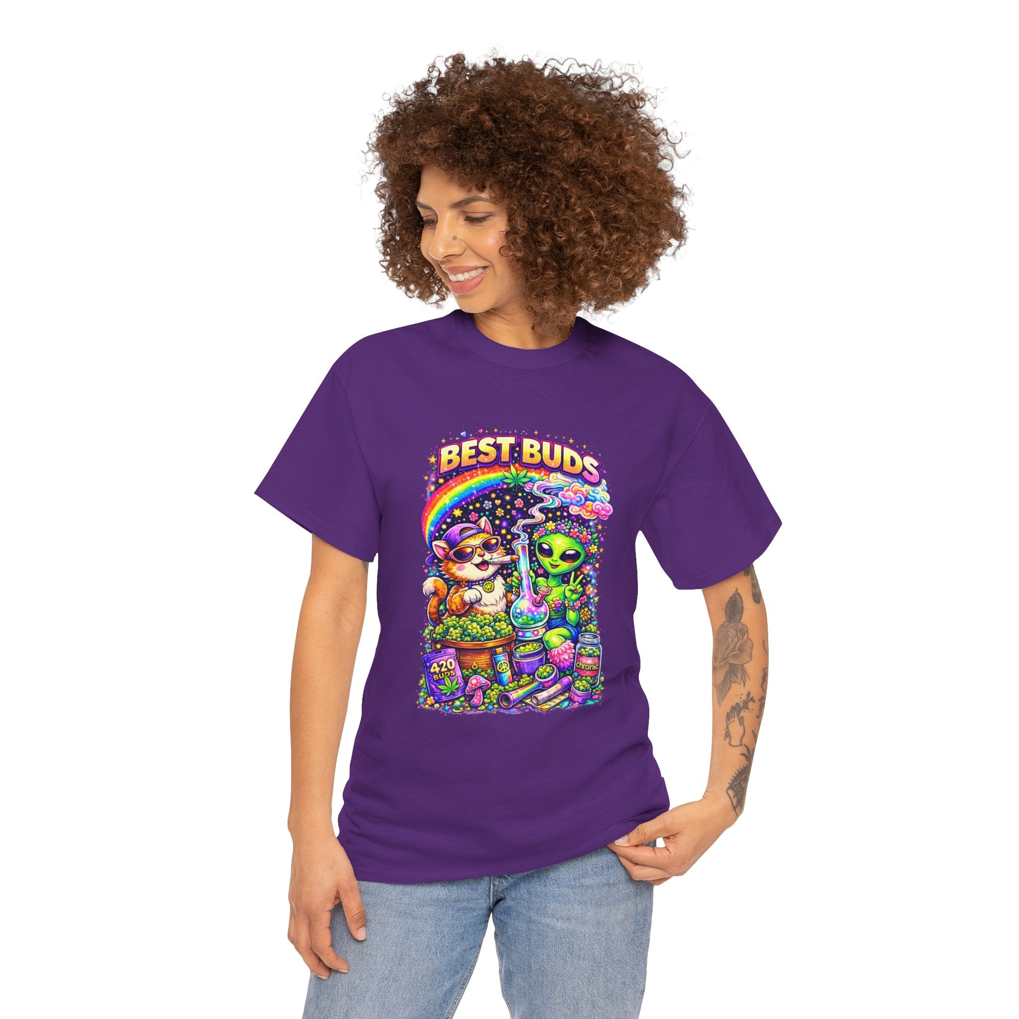 Graphic Tee — "Best Buds" Cute Alien & Mushroom Friends T-Shirt