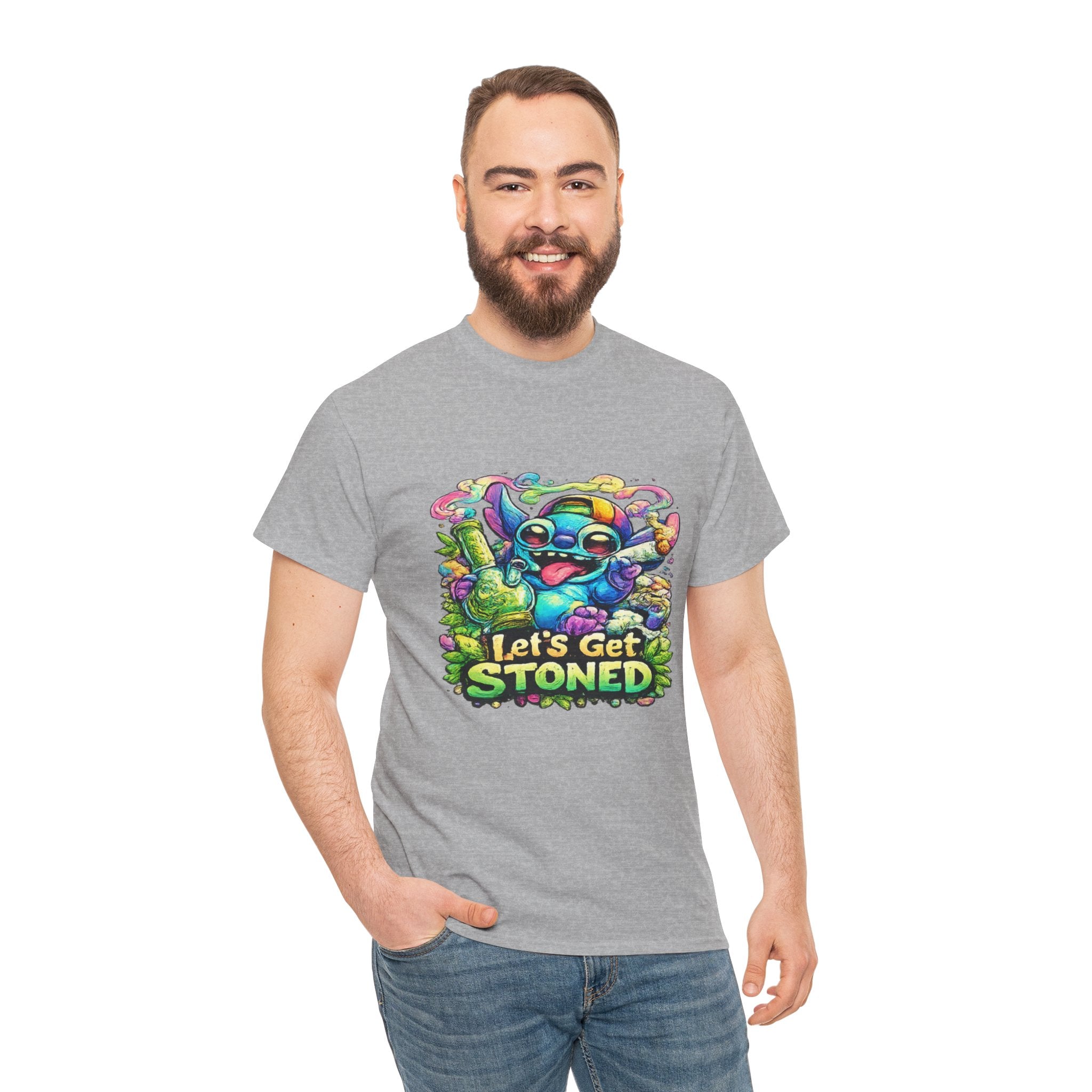 Let's Get Stoned T-Shirt — Colorful Trippy Alien Cannabis Tee