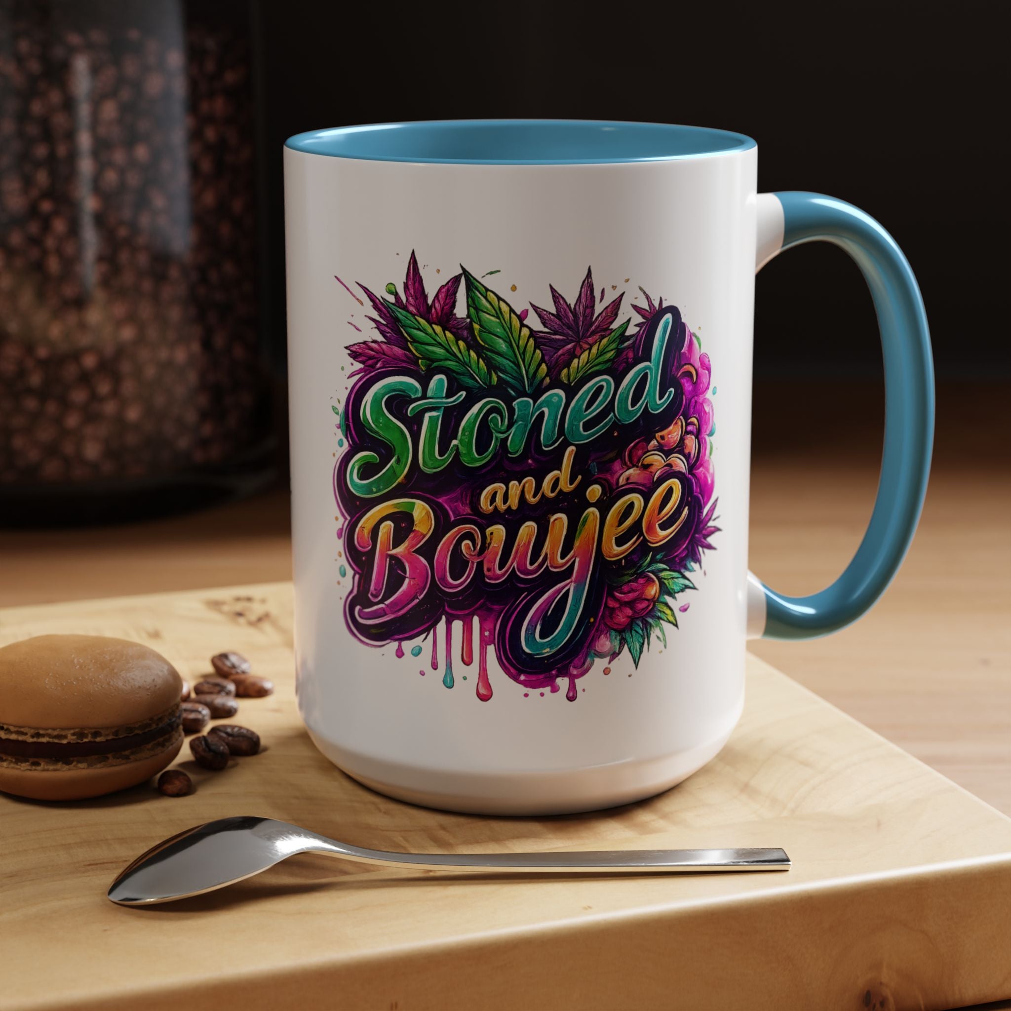 Accent Coffee Mug — "Stoned and Boujee" Colorful Cannabis Art