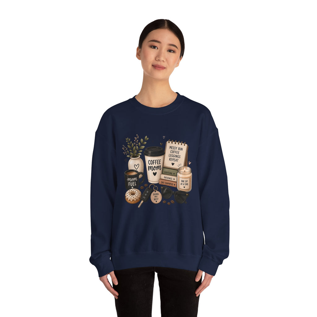 Coffee Mom Crewneck Sweatshirt — Cozy Morning Coffee Lover Graphic