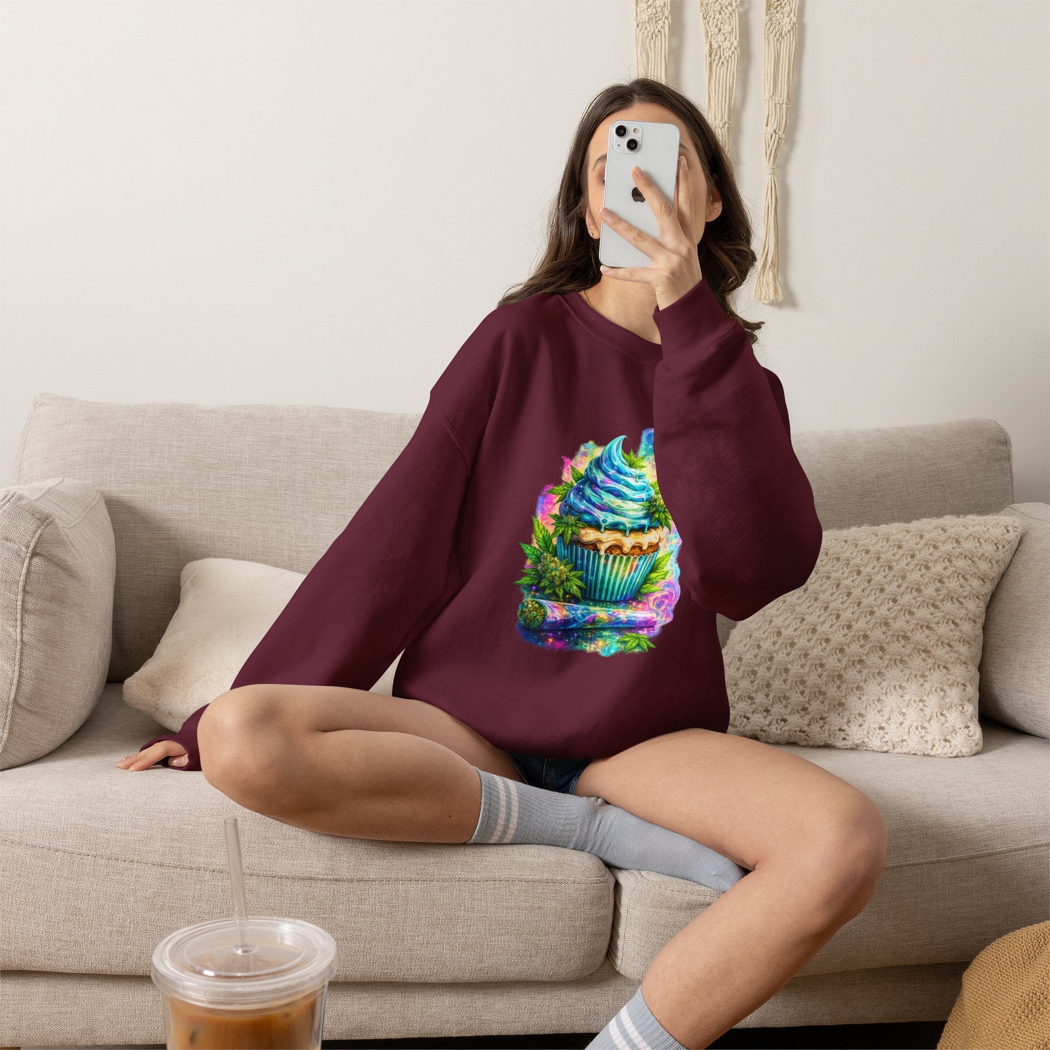 Cupcake Fantasy Sweatshirt – Colorful Psychedelic Bakery Art Crewneck