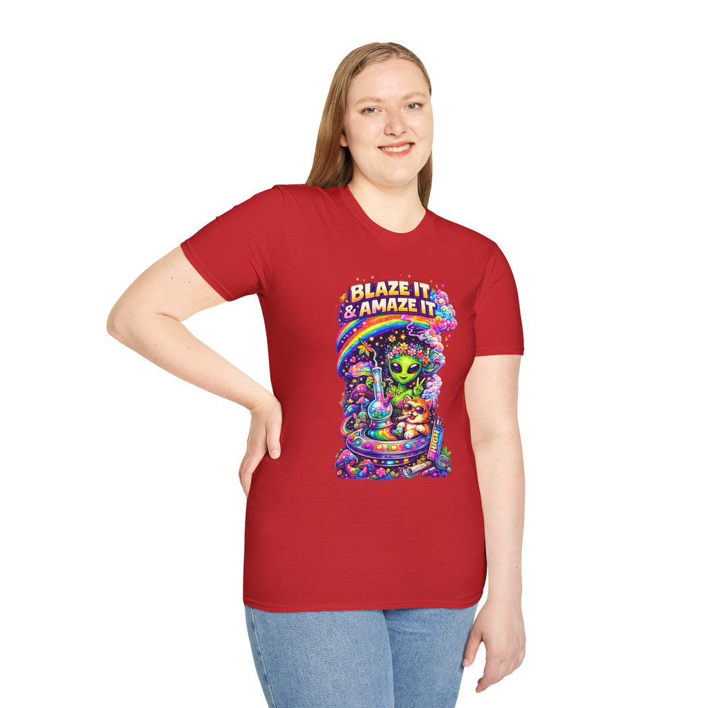 Alien Rainbow Tee - "Blaze It & Amaze It" Psychedelic Graphic T-Shirt
