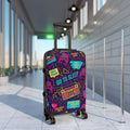 Carry-On Suitcase with Neon ‘Go To Sleep’ Retro Mom Travel Cover