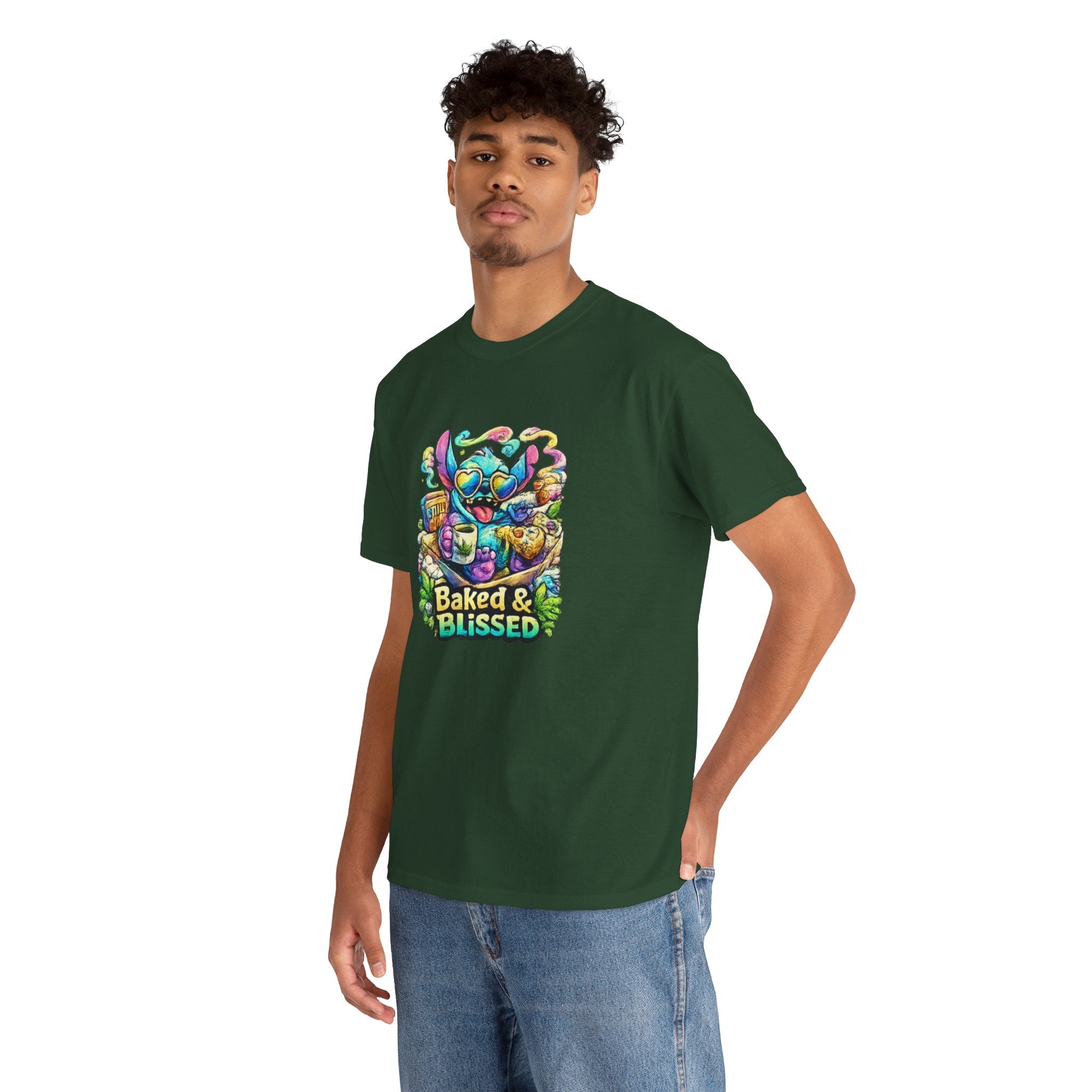 T-Shirt — Colorful 'Baked & Blissed' Cartoon Dessert Graphic Tee