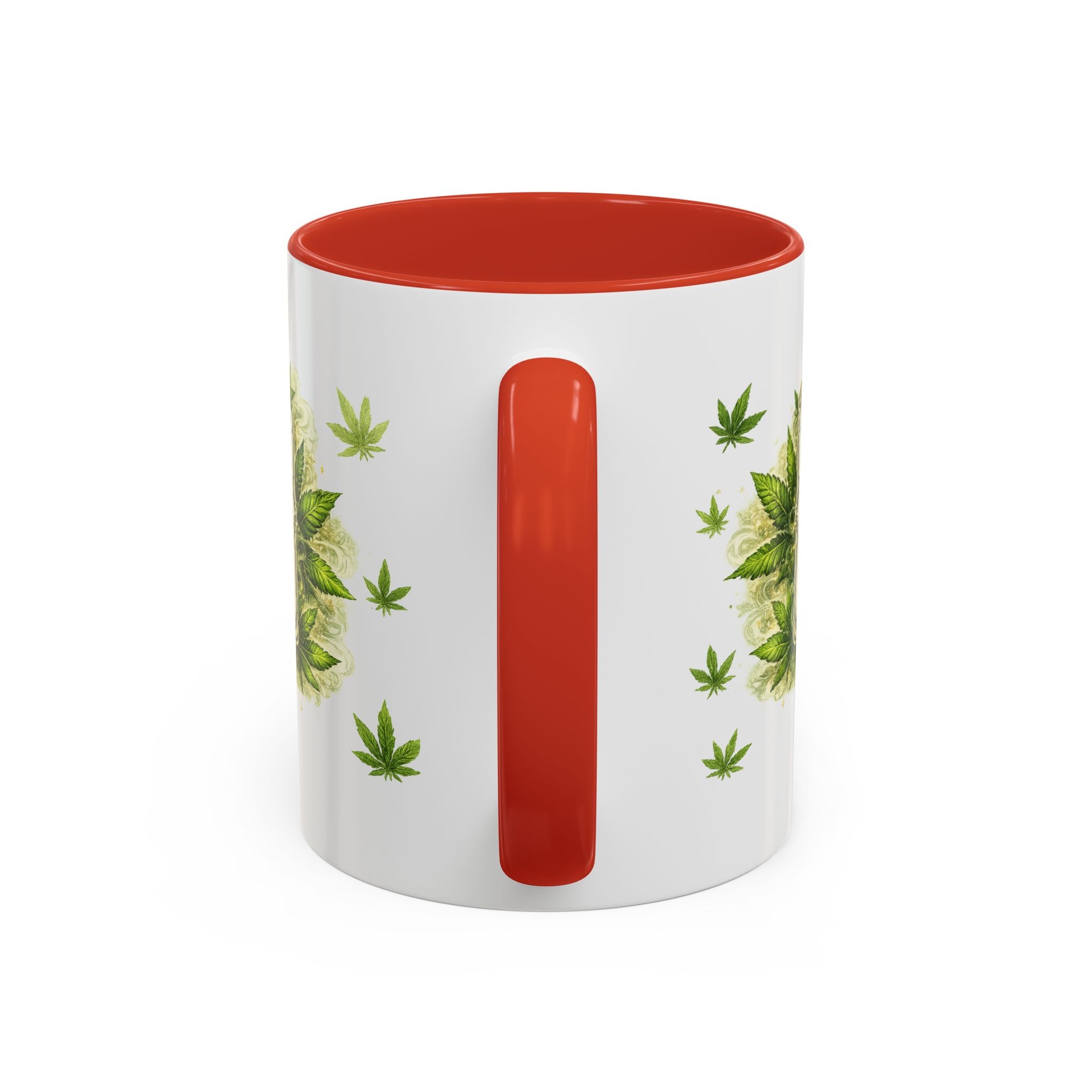 Cannabis 420 Accent Coffee Mug — Indica & Sativa Leaf Pattern (11/15oz)