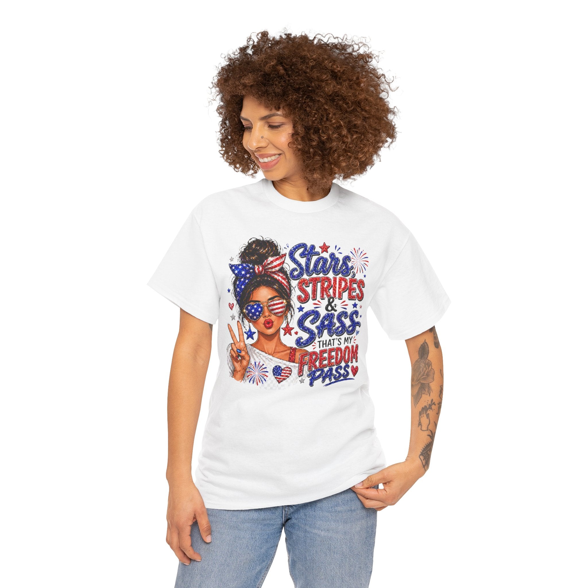 Patriotic 'Stars, Stripes & Sass' Tee — Fourth of July Women's Graphic T-Shirt