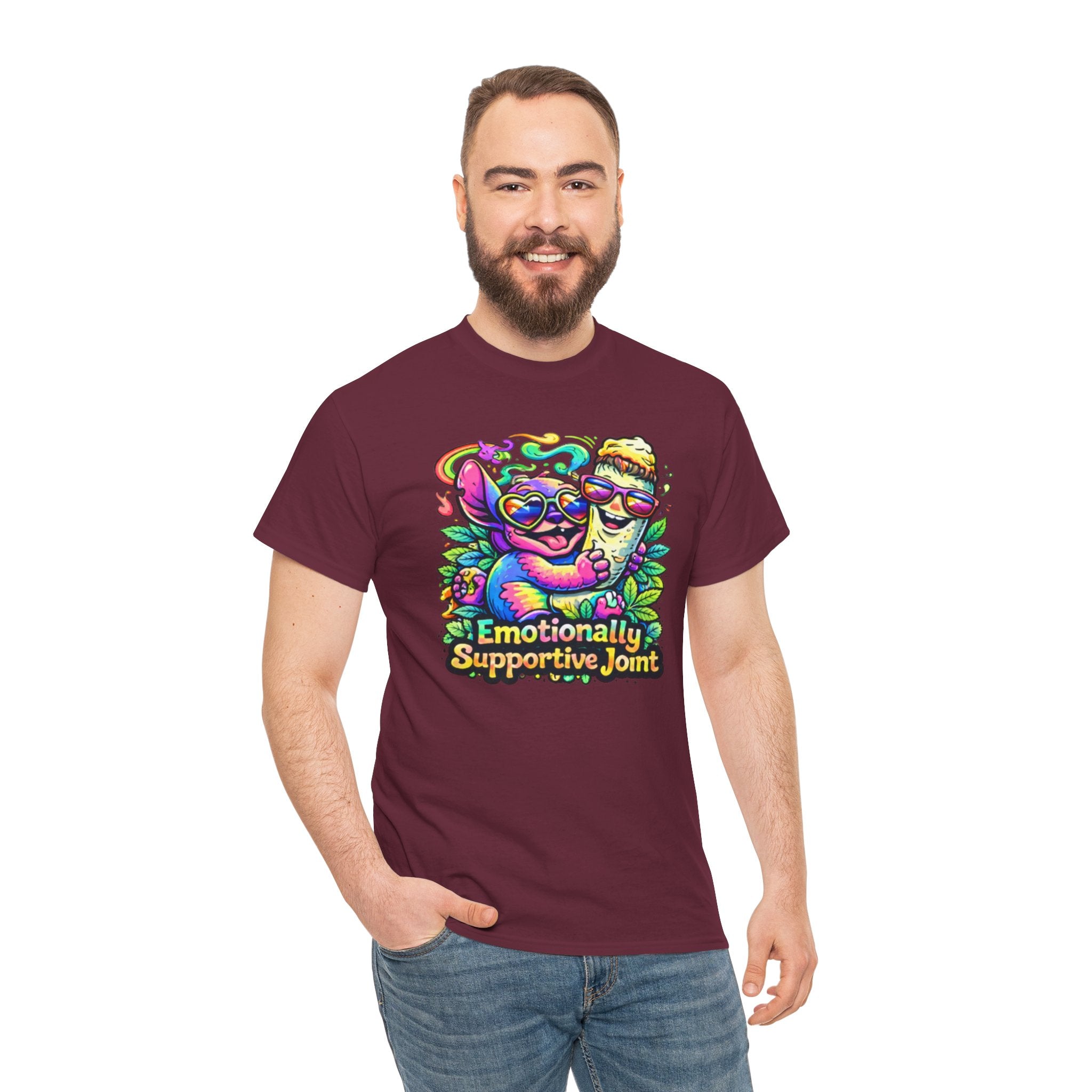 T-Shirt — "Emotionally Supportive Joint" Colorful Sloth & Ice Cream Graphic Tee