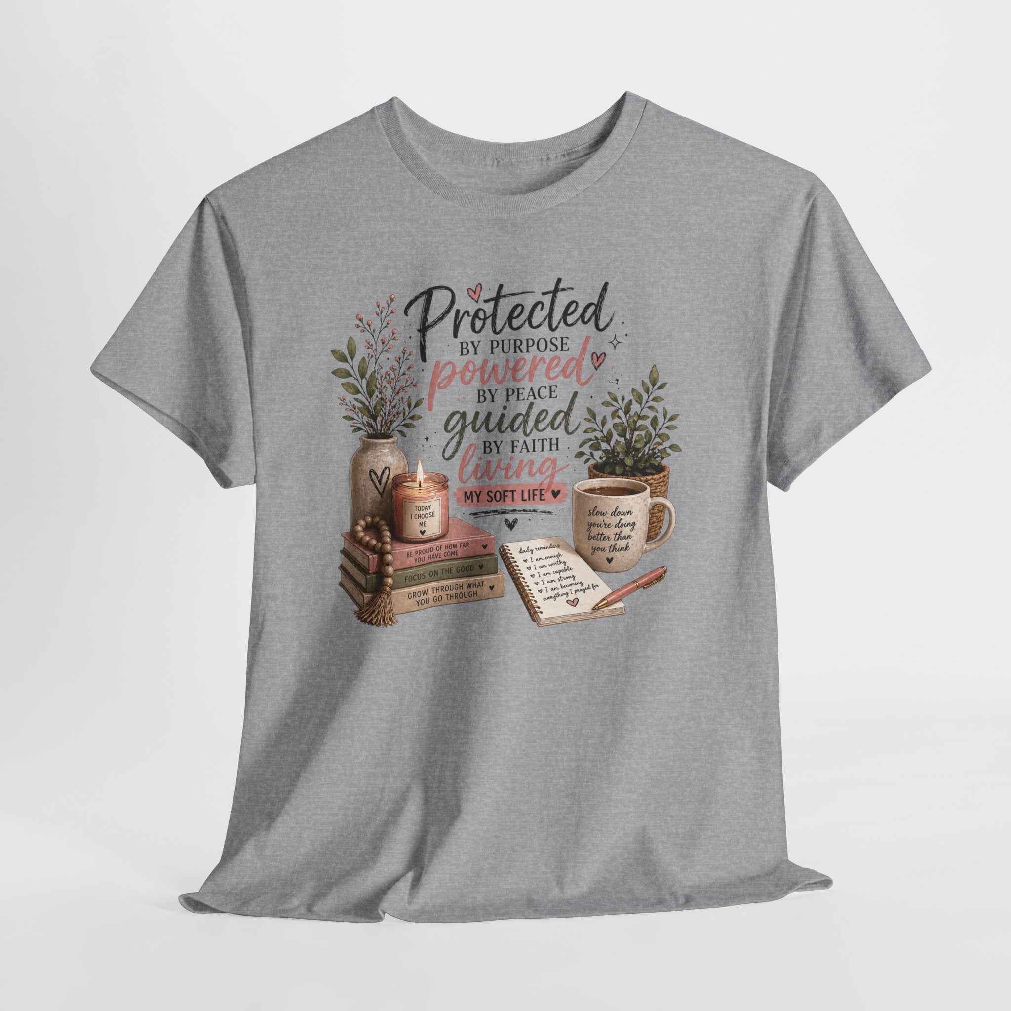 Christian Faith T-Shirt — “Protected, Powered, Guided” Inspirational Tee